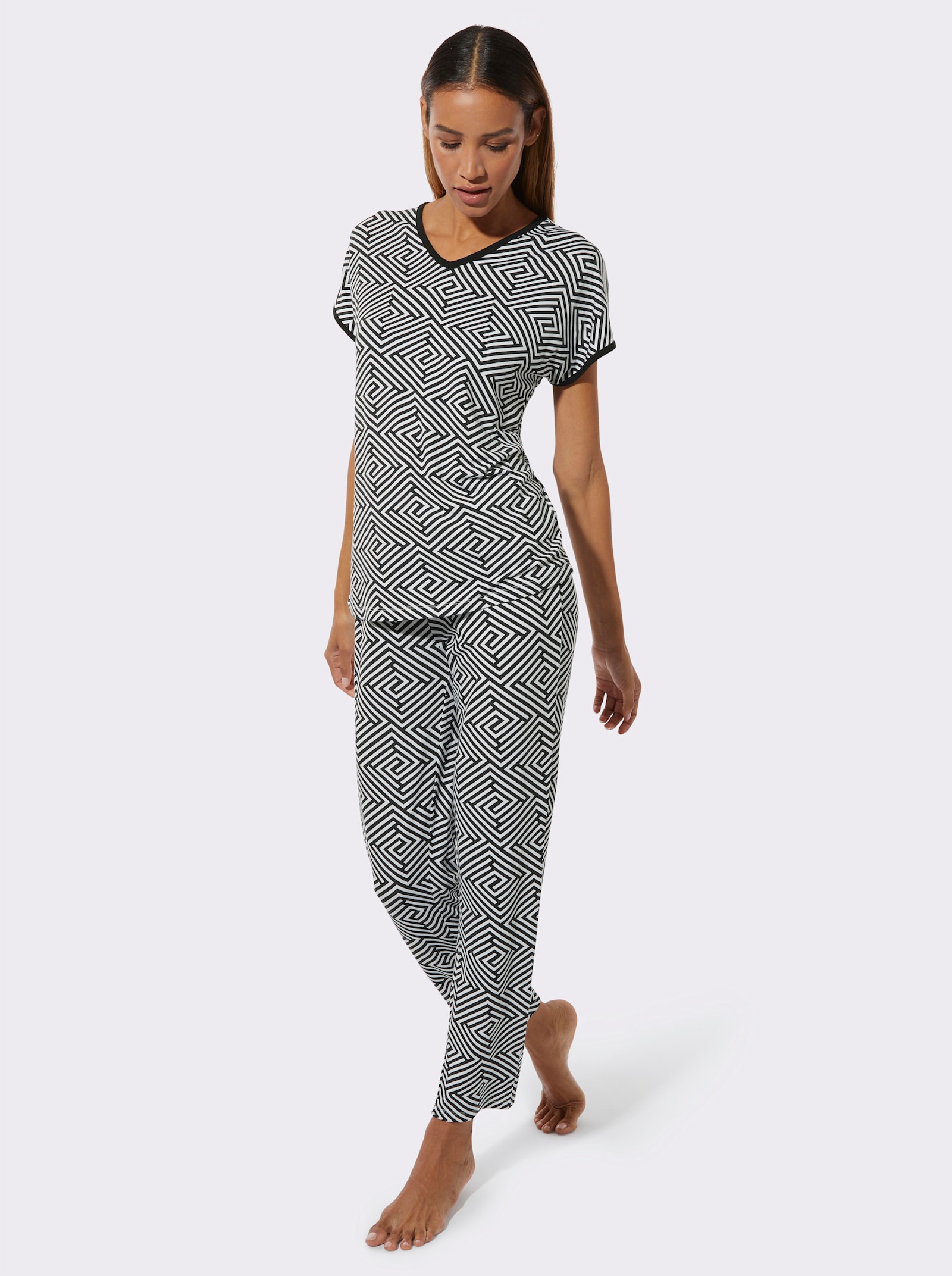 wäschepur Pyjama - noir-blanc imprimé