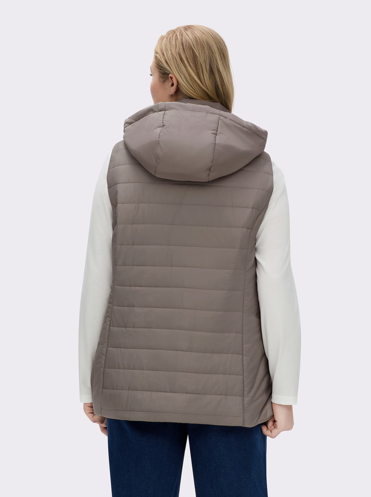 Longweste mit Kapuze - taupe