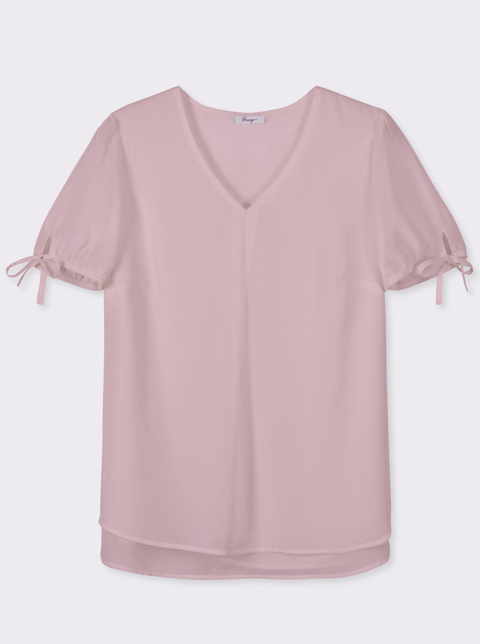 sheego Tunika mit Schleifendetails an den Ballonärmeln - rosé