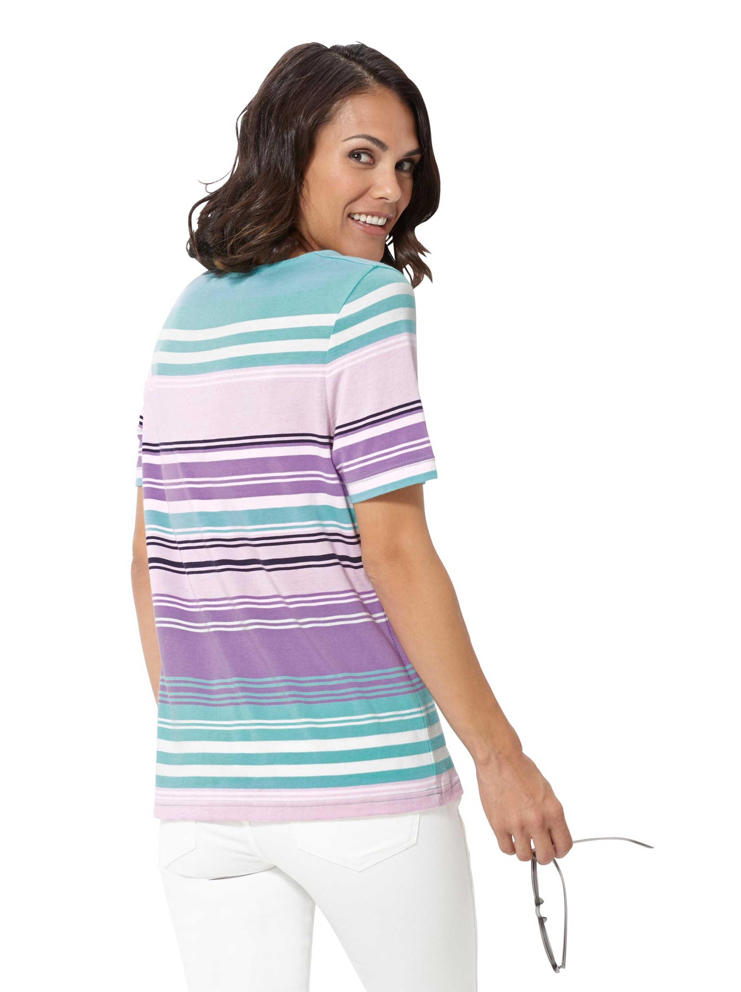 Collection L Shirt - mint-lavendel-gestreift