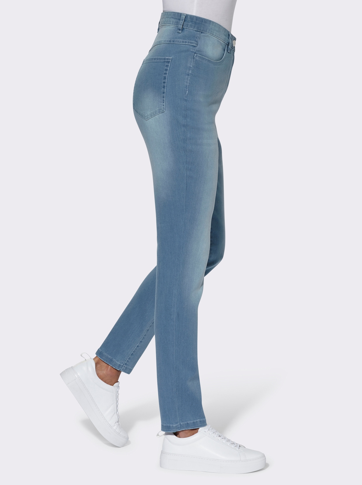 High waist jeans - blue-bleached