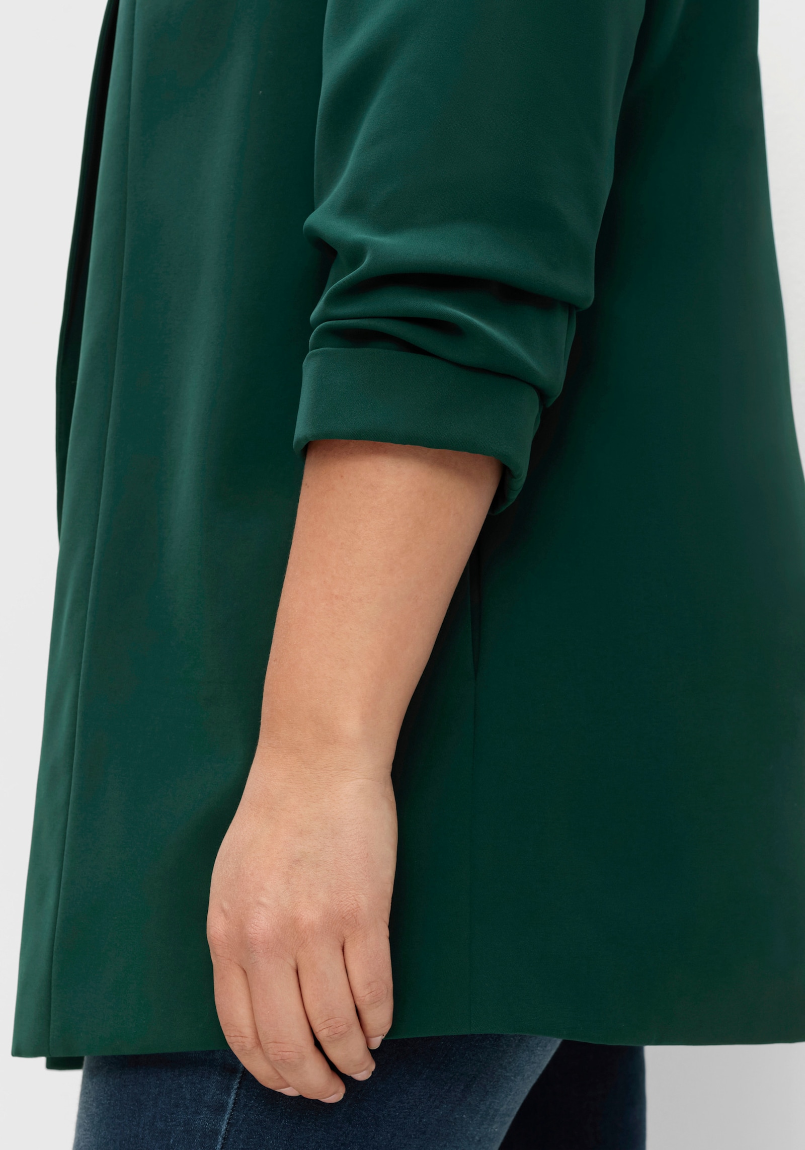 sheego Longblazer mit Schalkragen - tiefgrün