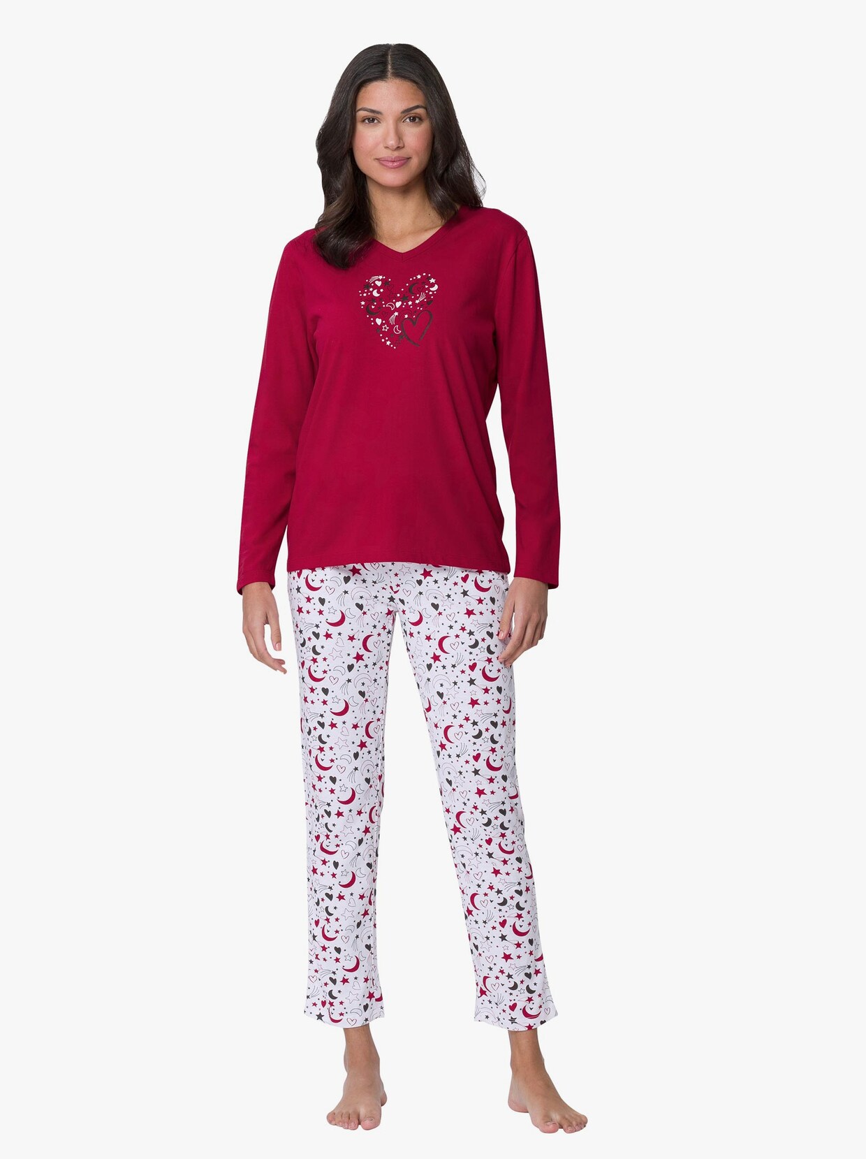 Pyjama - rood/wit geprint