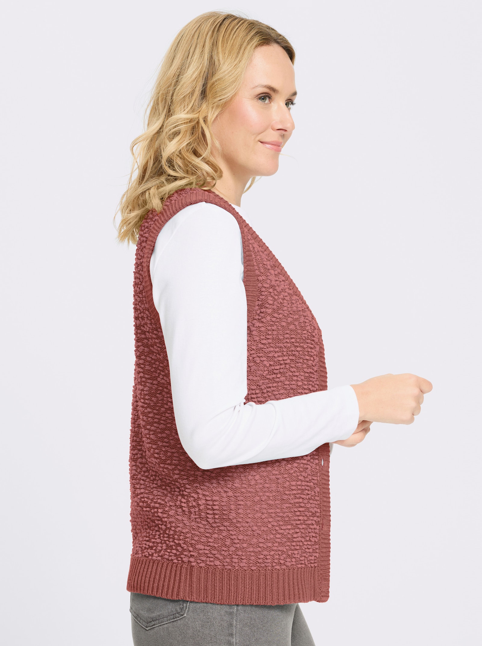 Strickweste aus Effektgarn - rosenholz