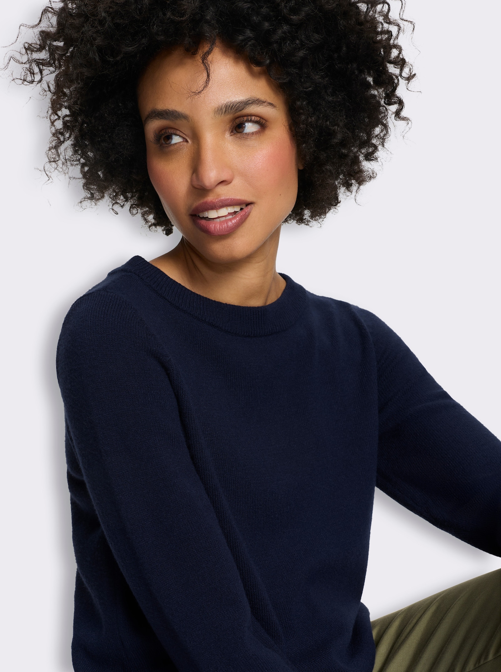 heine Langarm-Pullover mit Spitze - marine