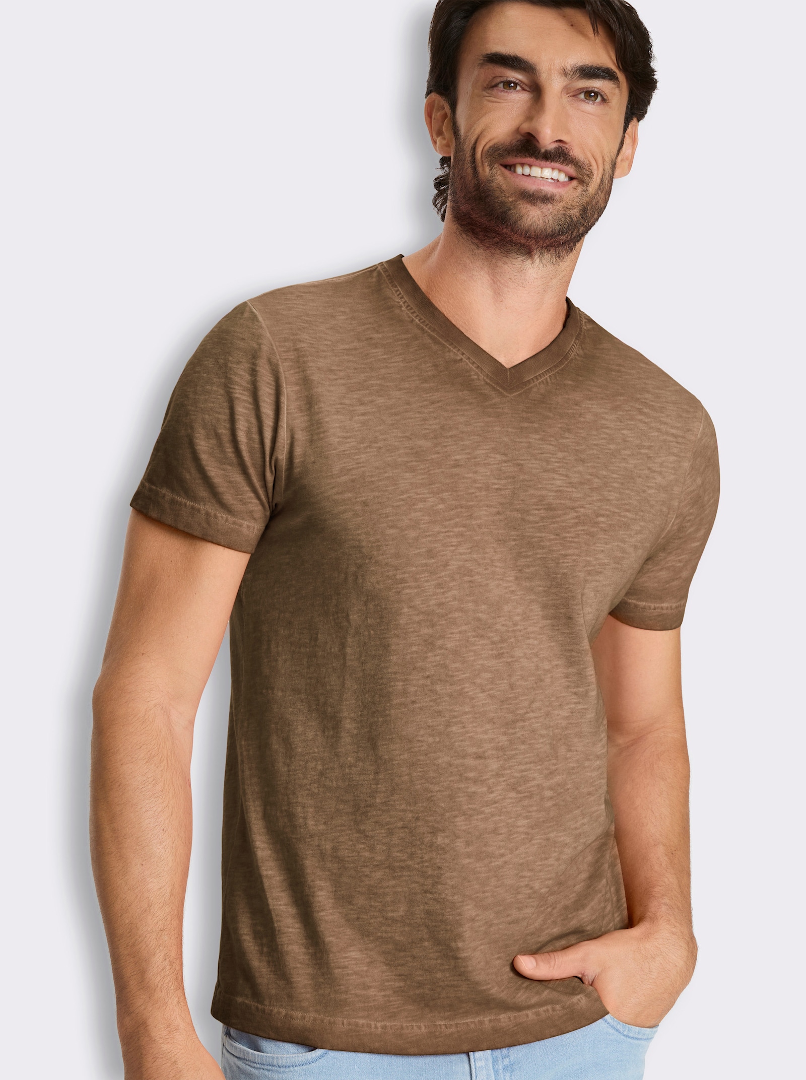 Kurzarmshirt aus reiner Baumwolle - braun