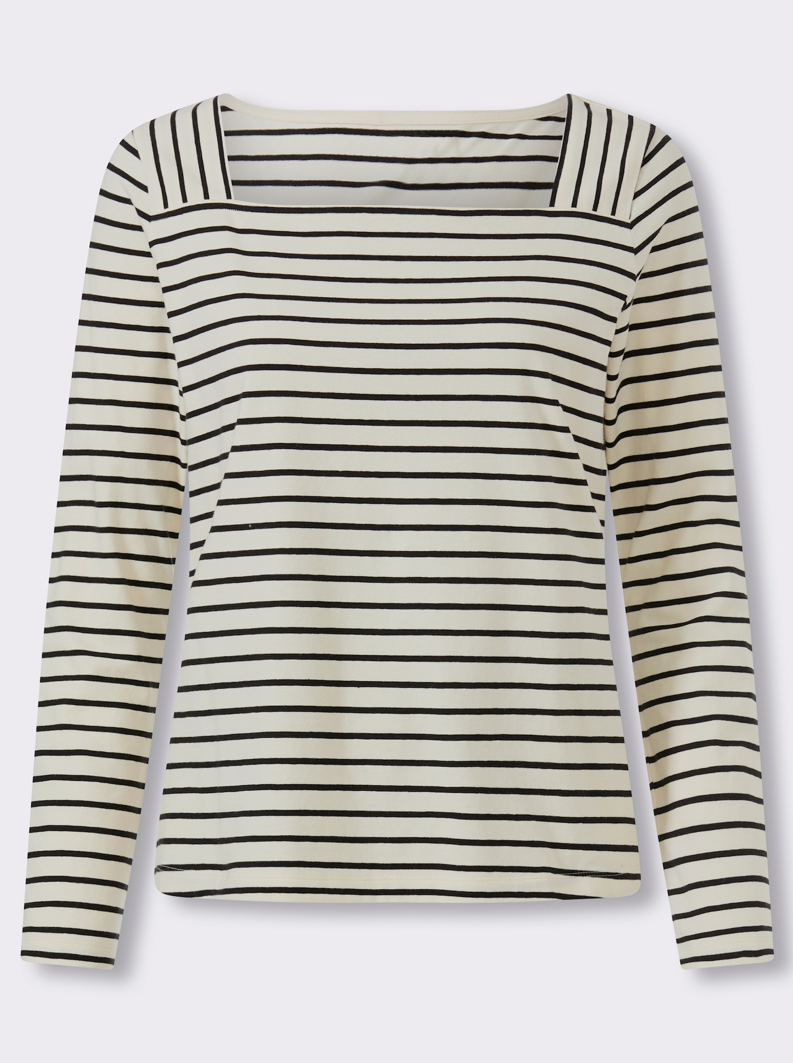 heine Ringelshirt mit Karree-Ausschnitt - champagner-schwarz-geringelt