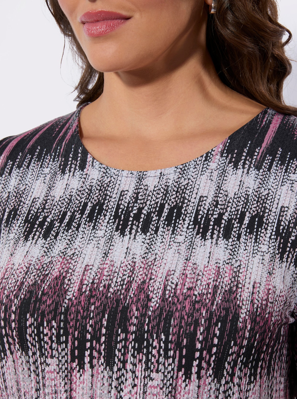 Kurzarmshirt - rosé-grau-bedruckt