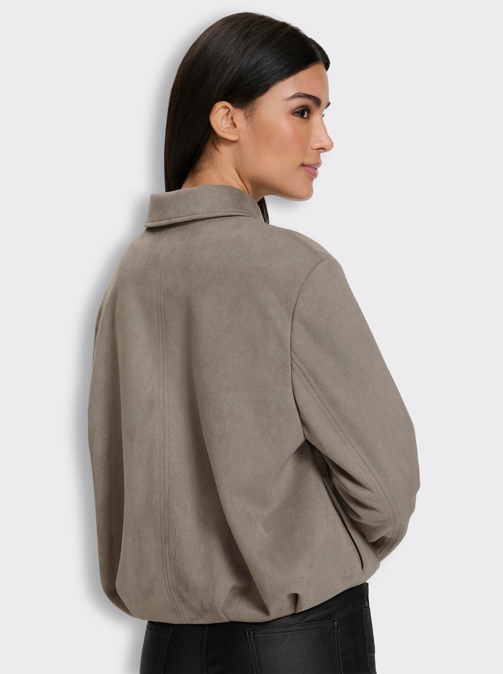 heine Lederimitat-Blazer in Blouson-Form - taupe