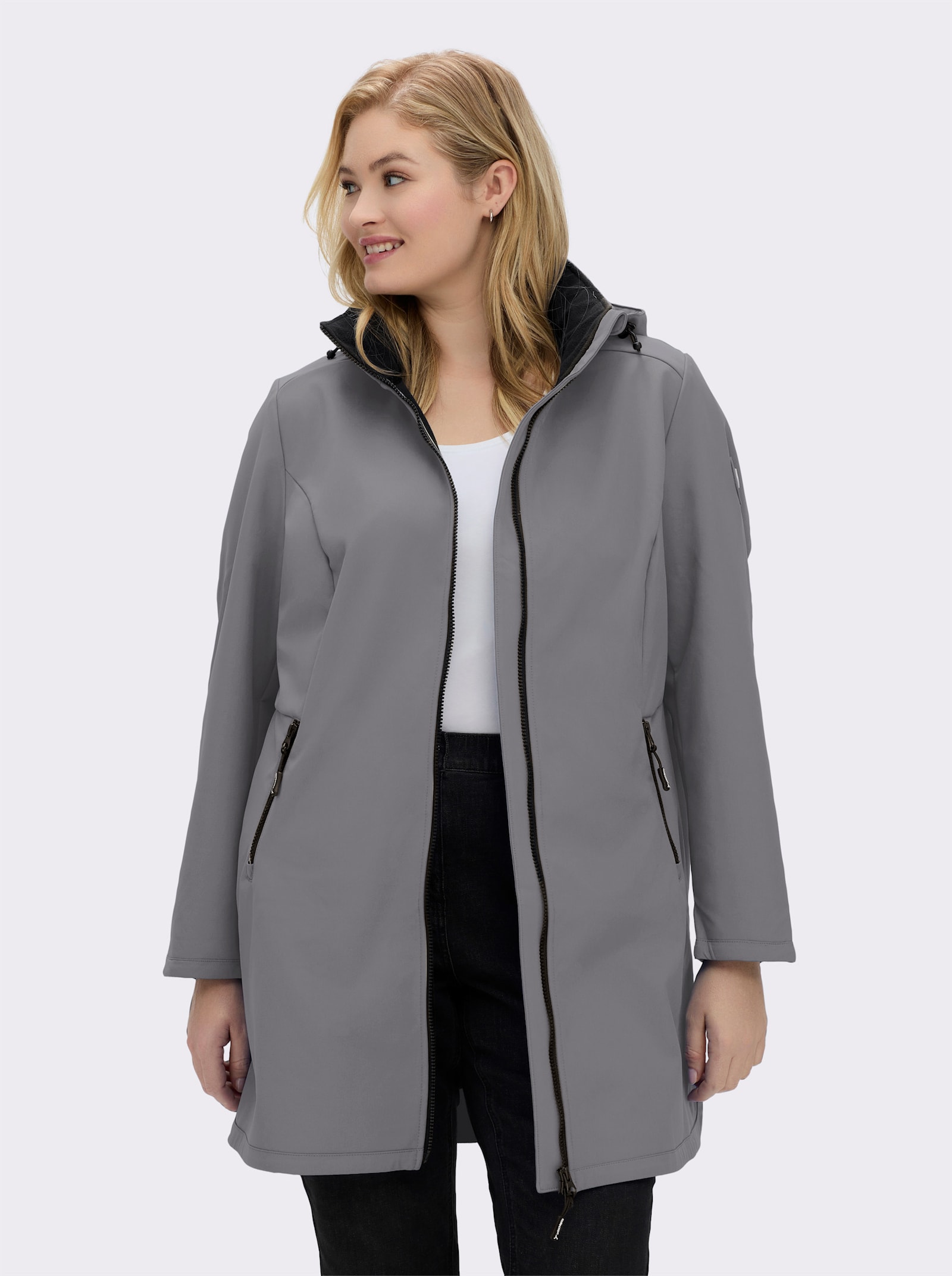 Softshelljacke mit Gummizug im Rücken - grau