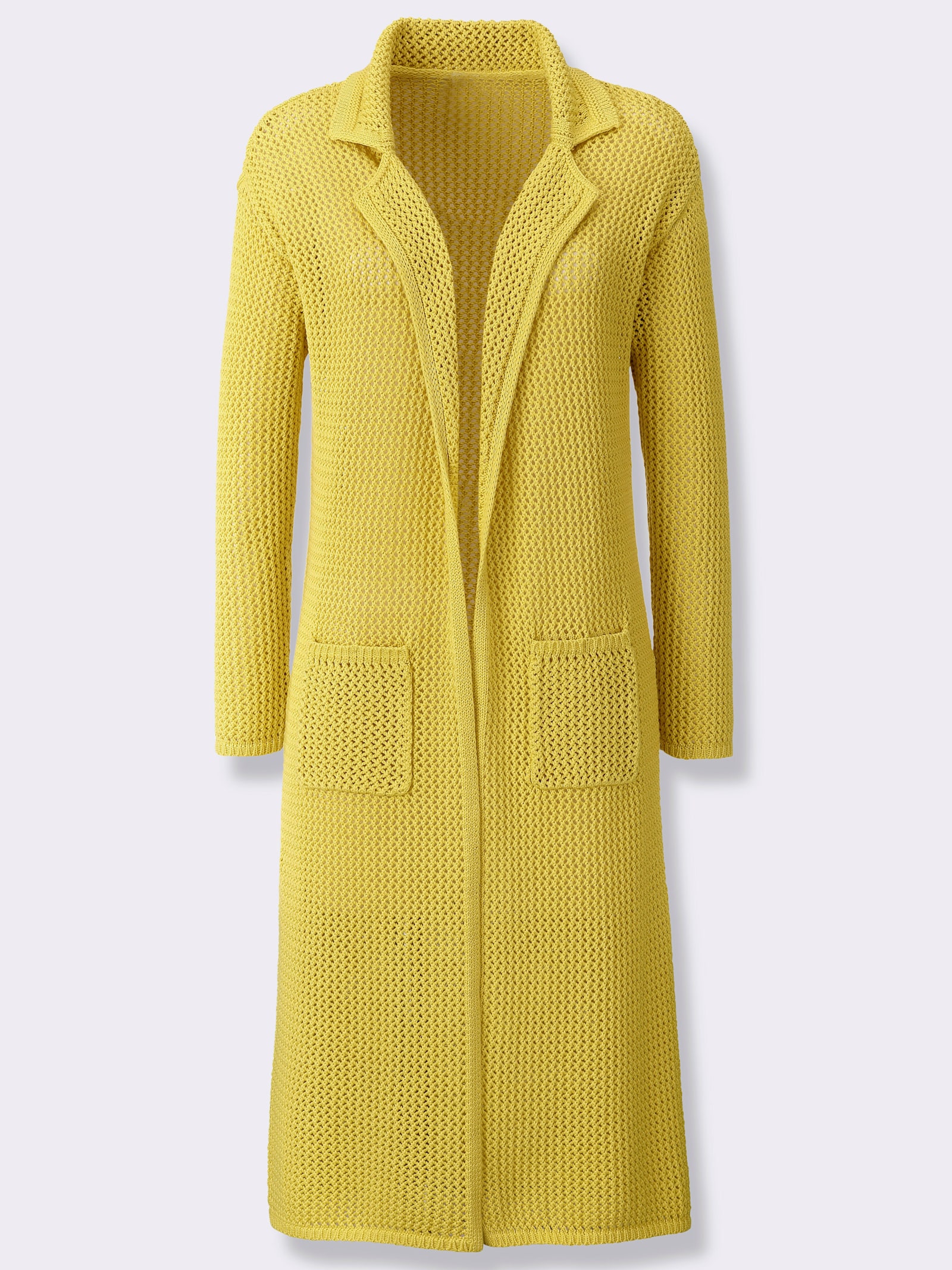 heine Strickmantel mit Ajourmuster - limone