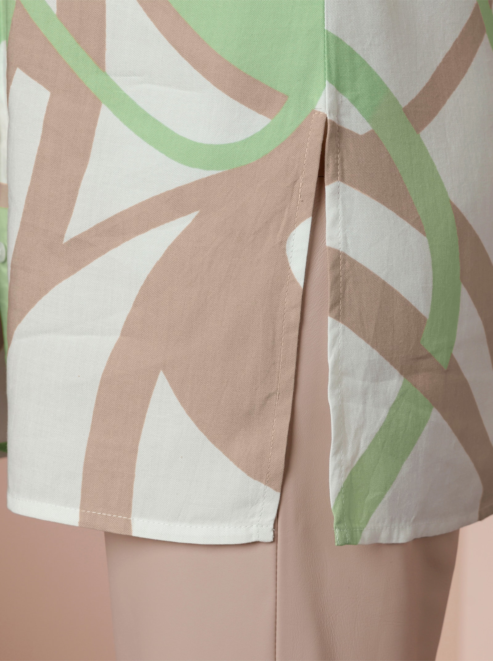 CREATION L PREMIUM Longbluse mit Druck-Dessin - ecru-beige-bedruckt