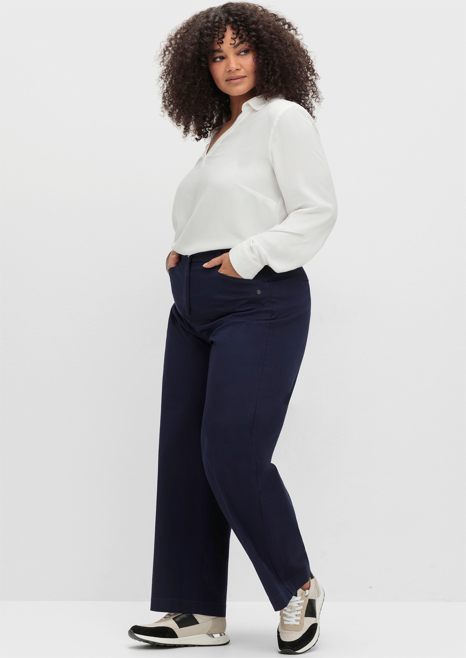 sheego Chinohose mit weitem Bein - tiefblau