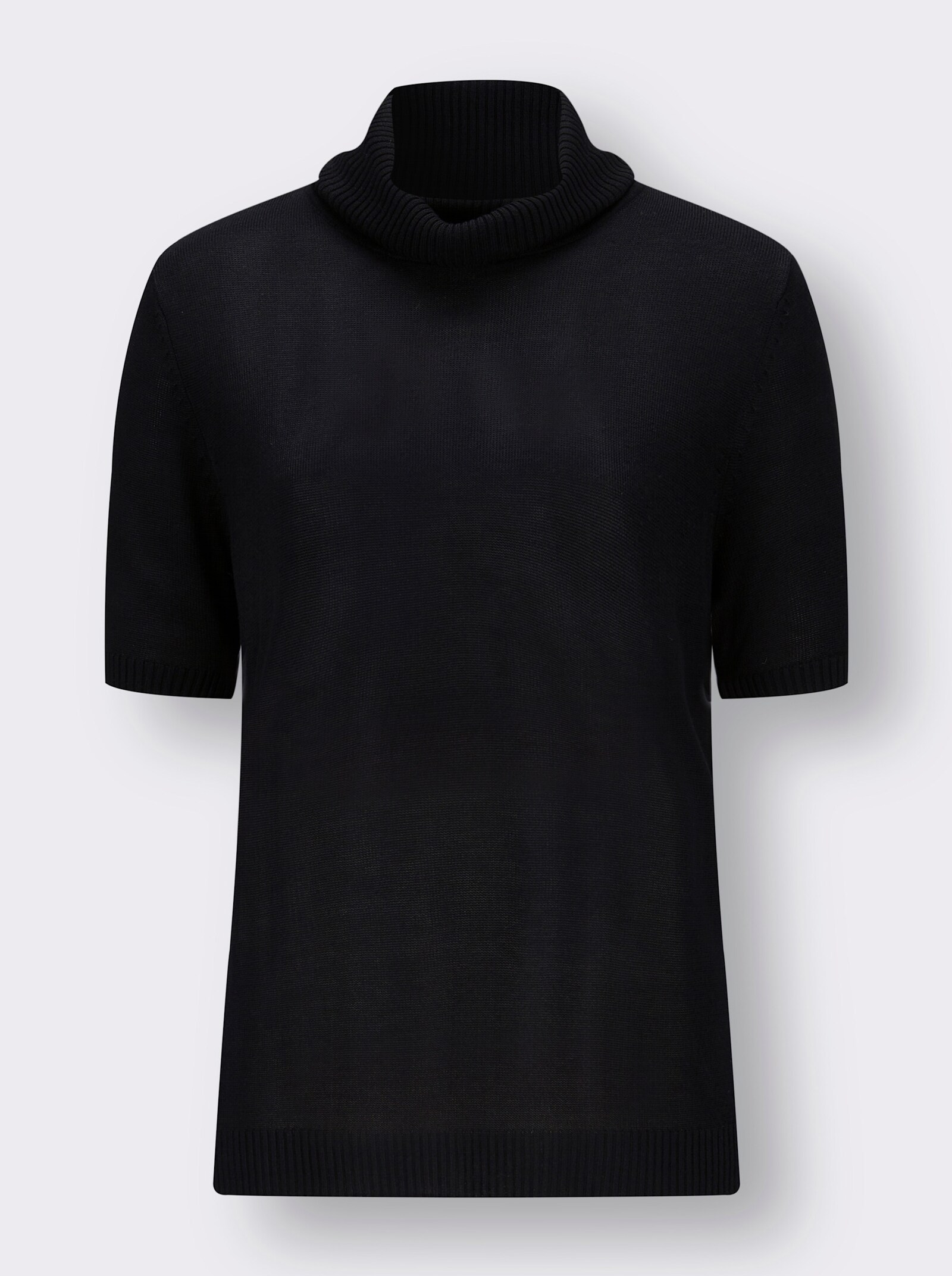 Rollkragenpullover mit Kurzarm - schwarz