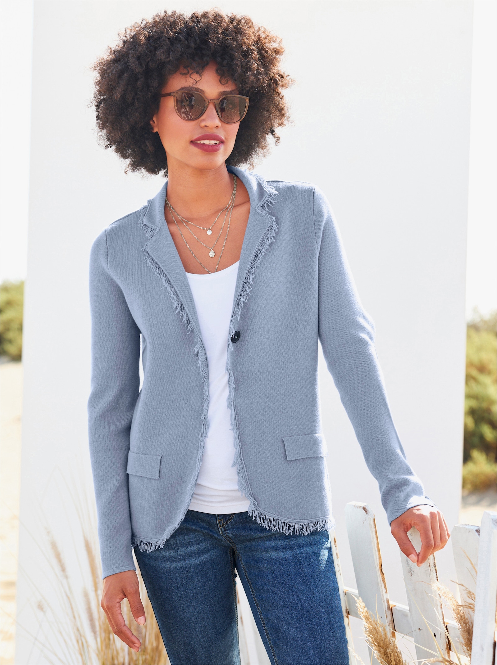 heine Feinstrickjacke in Blazer-Optik - bleu