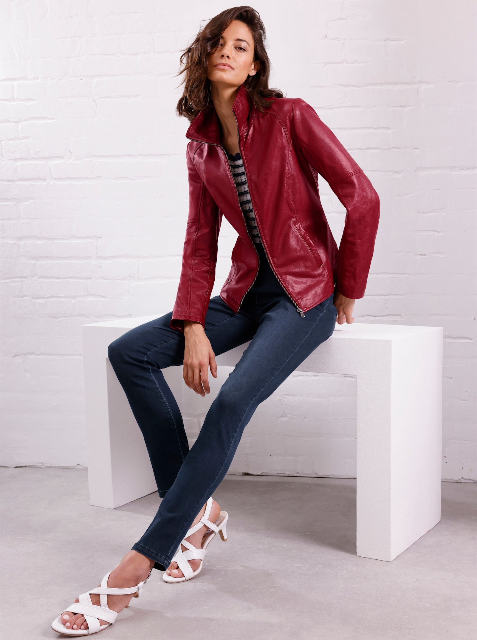 CREATION L PREMIUM Jean avec ceinture en tricot côtelé - bleu foncé