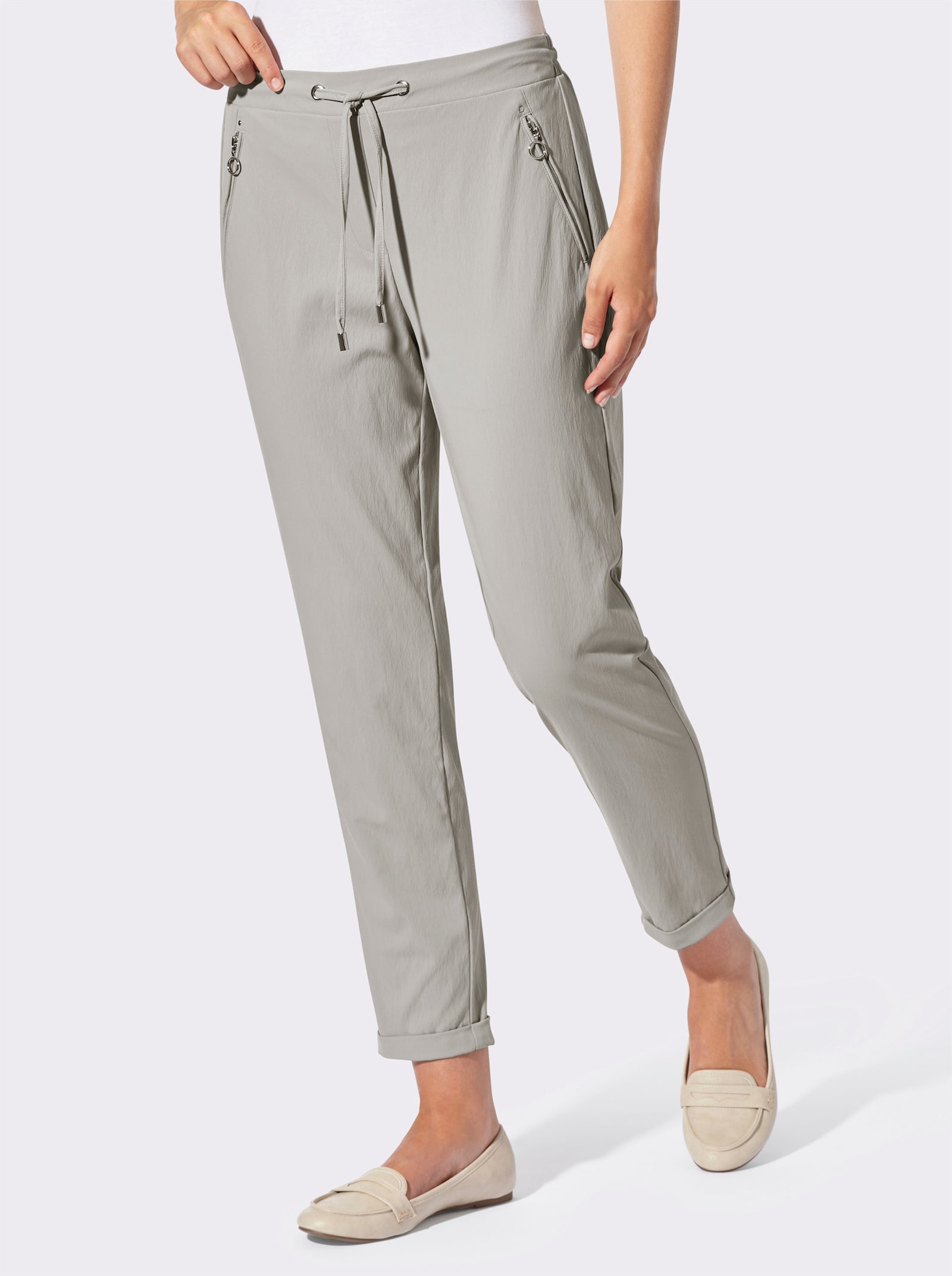 Schlupfhose mit silberfarbigen Details - hellgrau