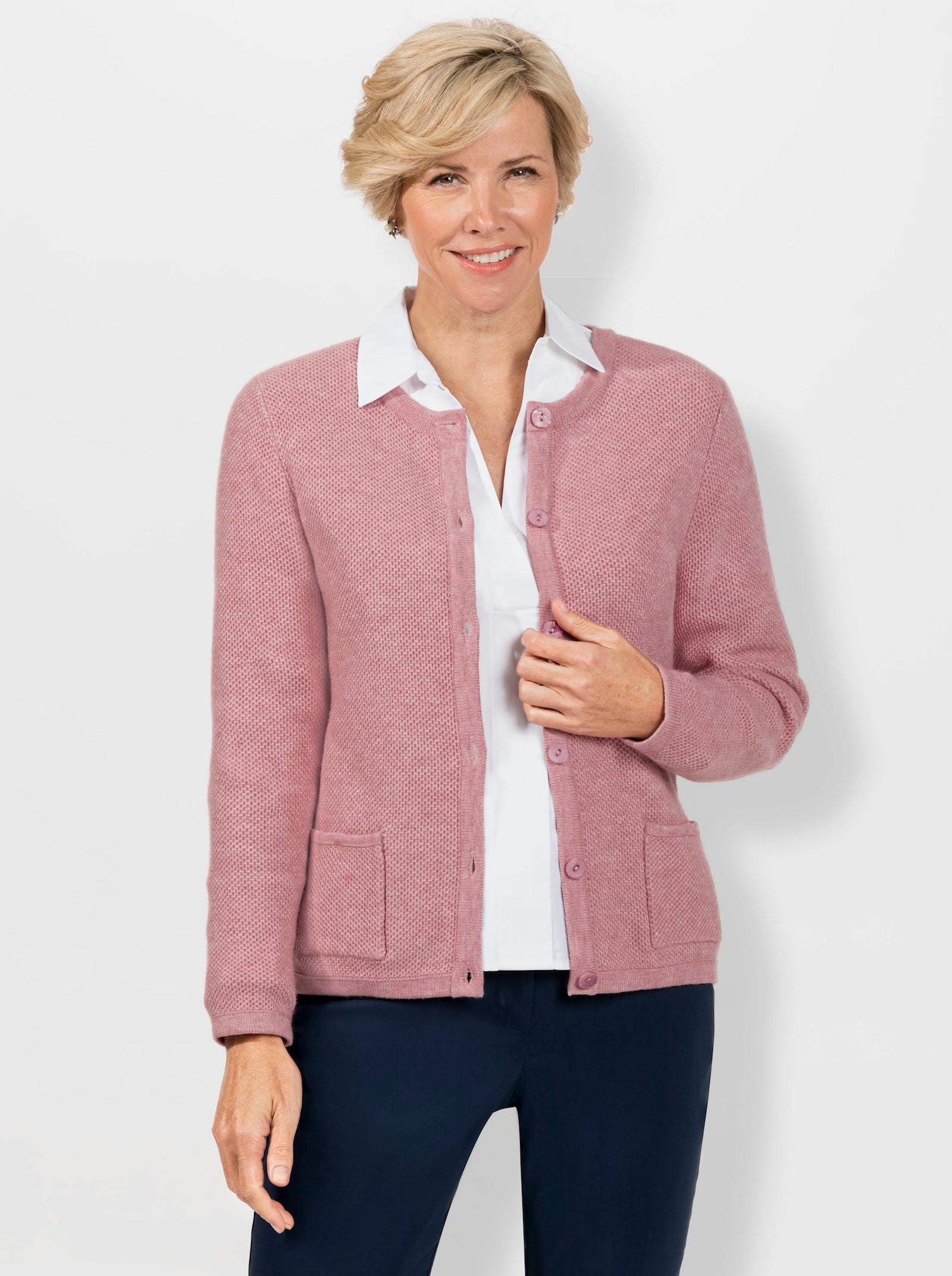 Strickjacke in Waben-Optik - hortensie-meliert