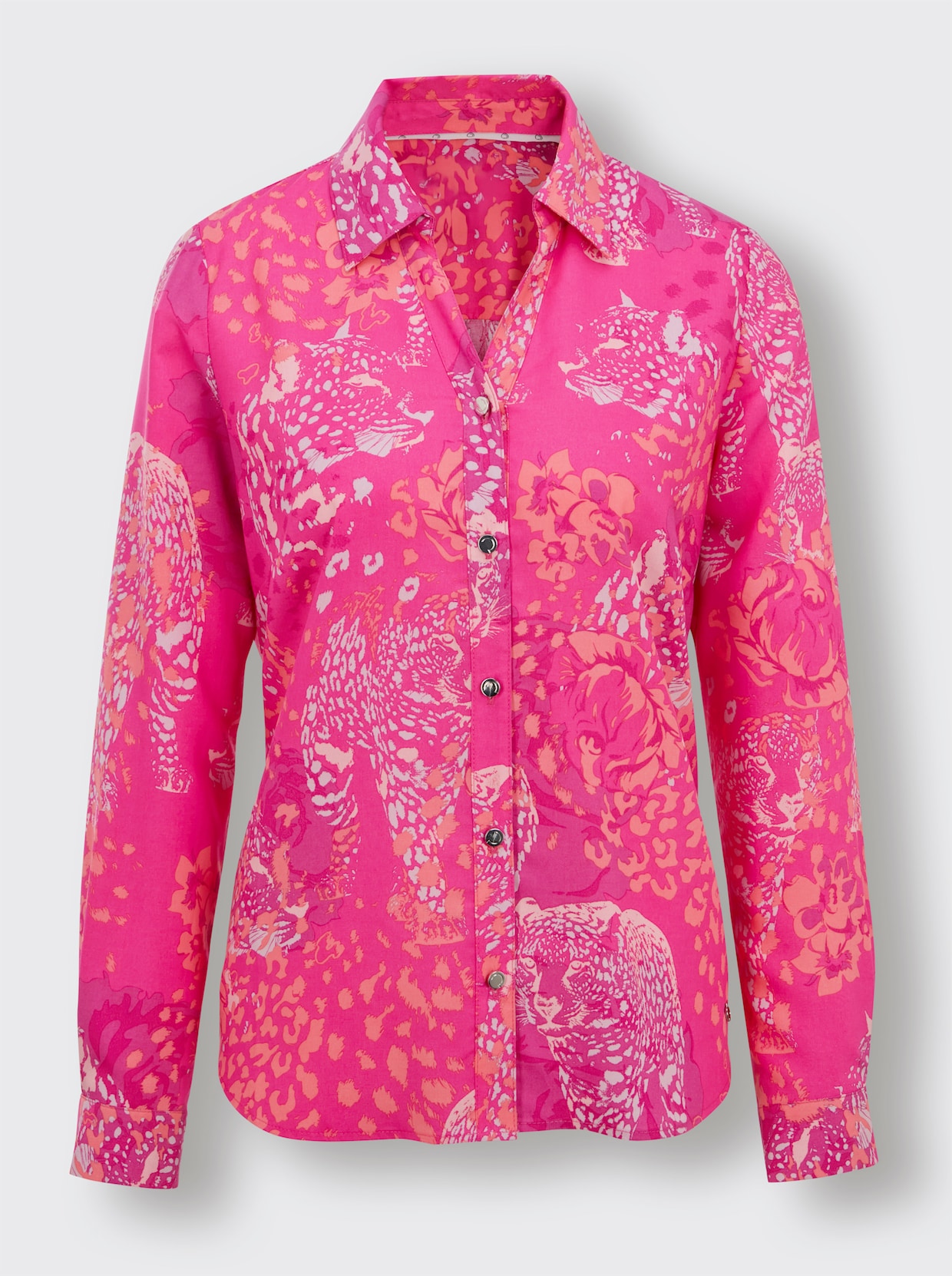 CREATION L PREMIUM Druckbluse - fuchsia-koralle-bedruckt