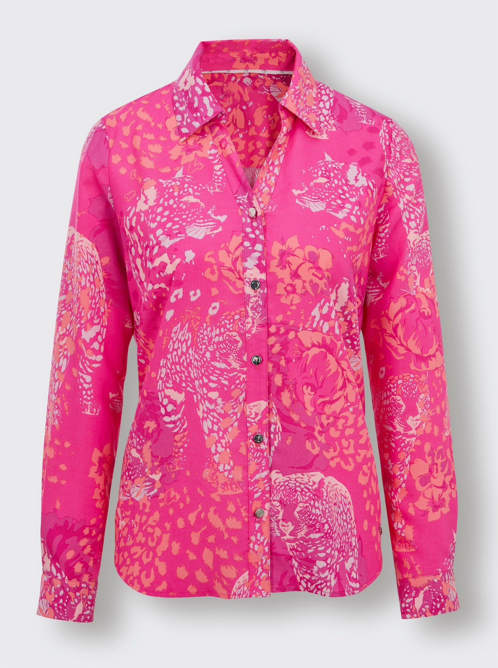 CREATION L PREMIUM Druckbluse in Lyocell-Qualität (TENCEL) - fuchsia-koralle-bedruckt