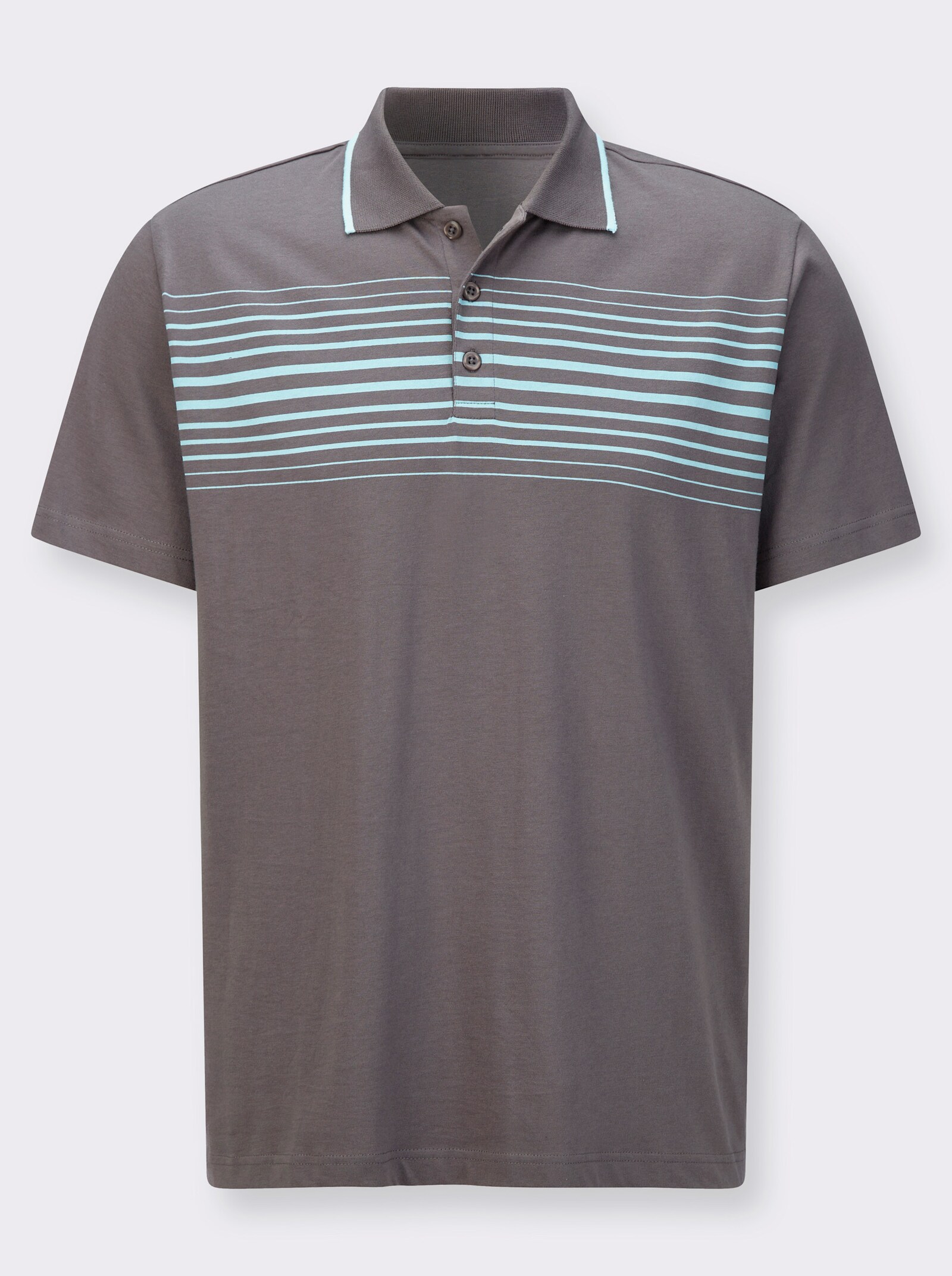 Poloshirt mit schmalen Kontraststreifen - anthrazit