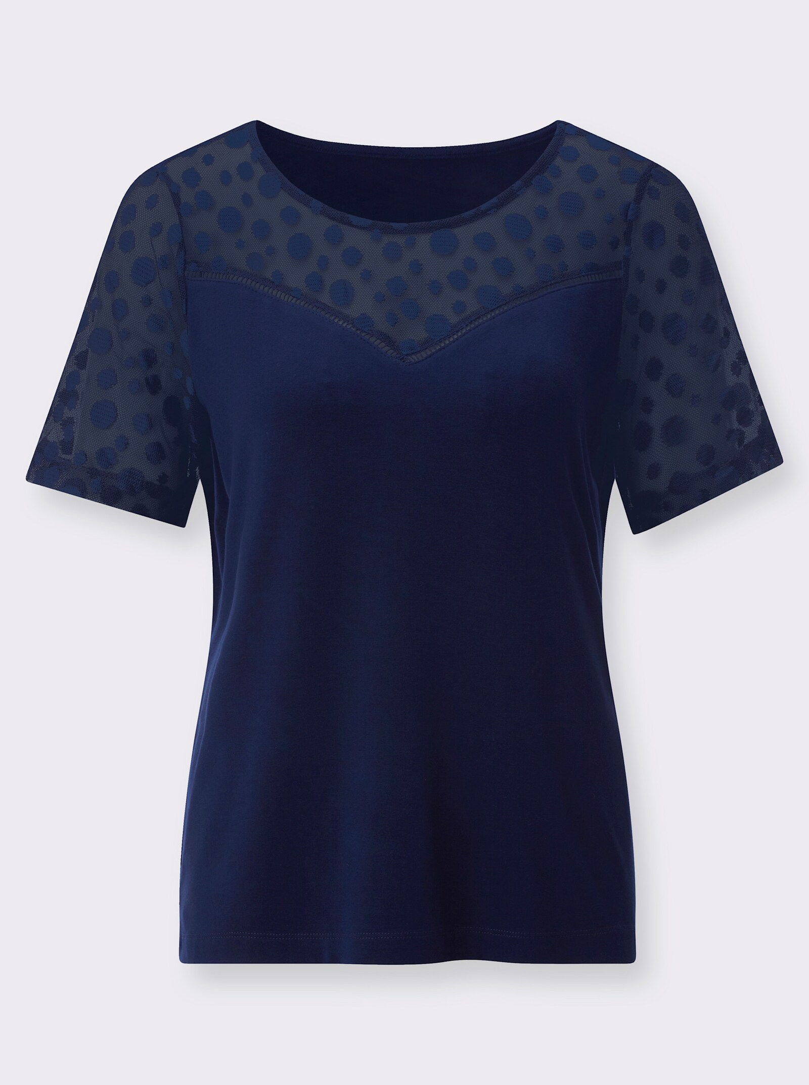 Kurzarmshirt mit Mesh-Einsatz - marine