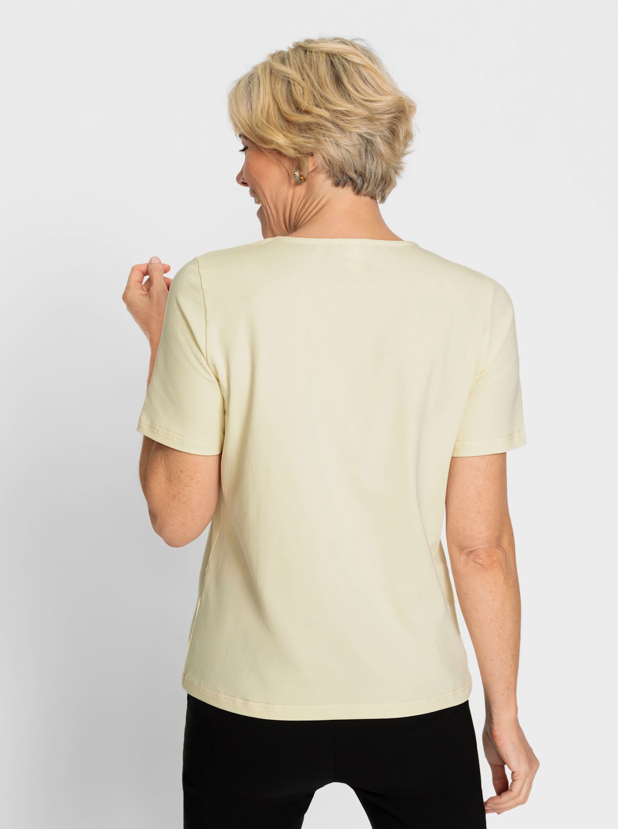 Shirt met ronde hals - vanille