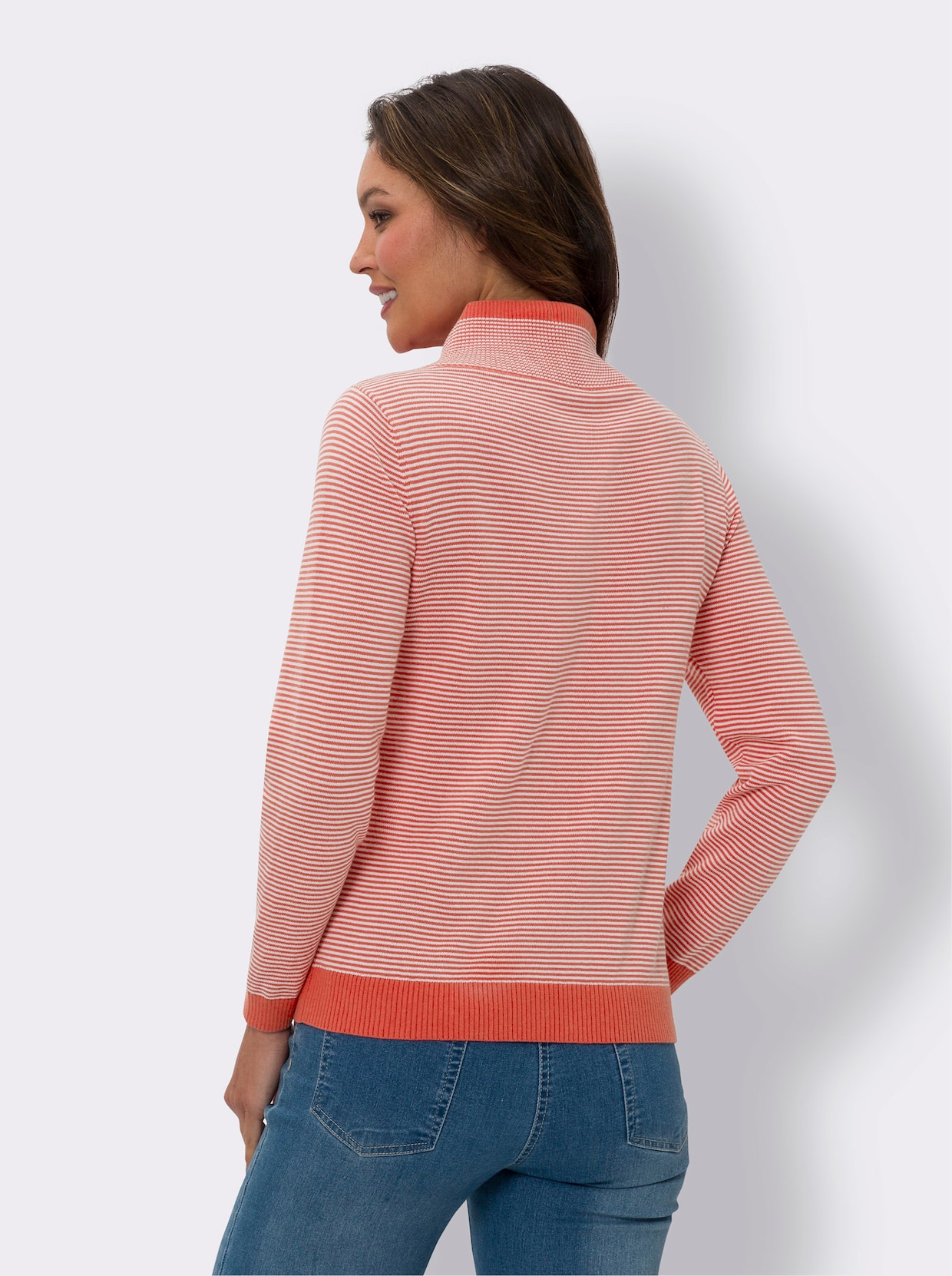 Pullover met lange mouwen - grapefruit/ecru gestreept