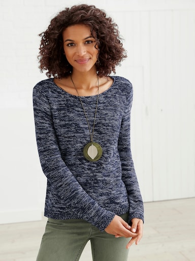 Pullover met ronde hals - marine gemêleerd