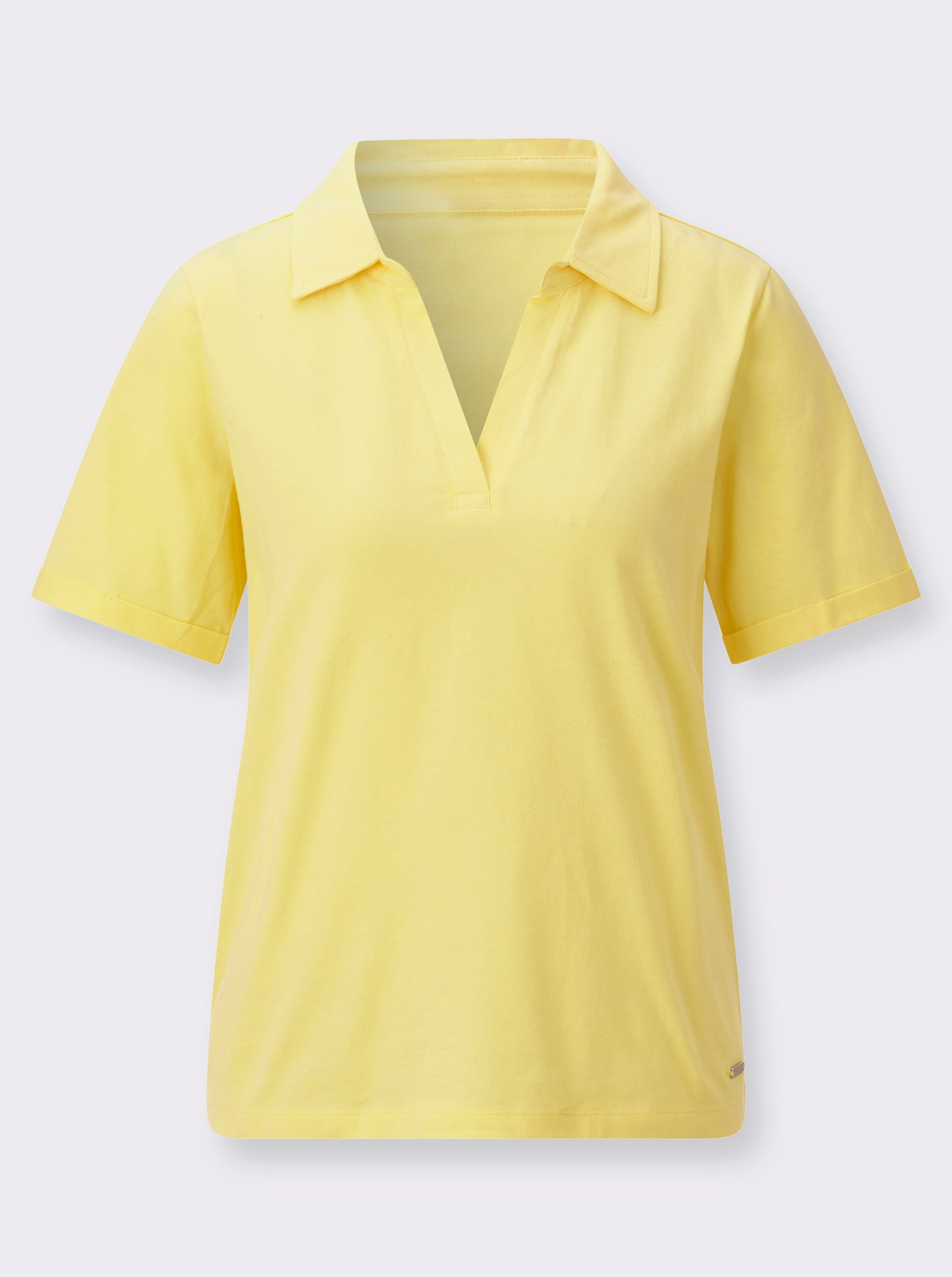 Kurzarmshirt mit Polokragen - zitrone