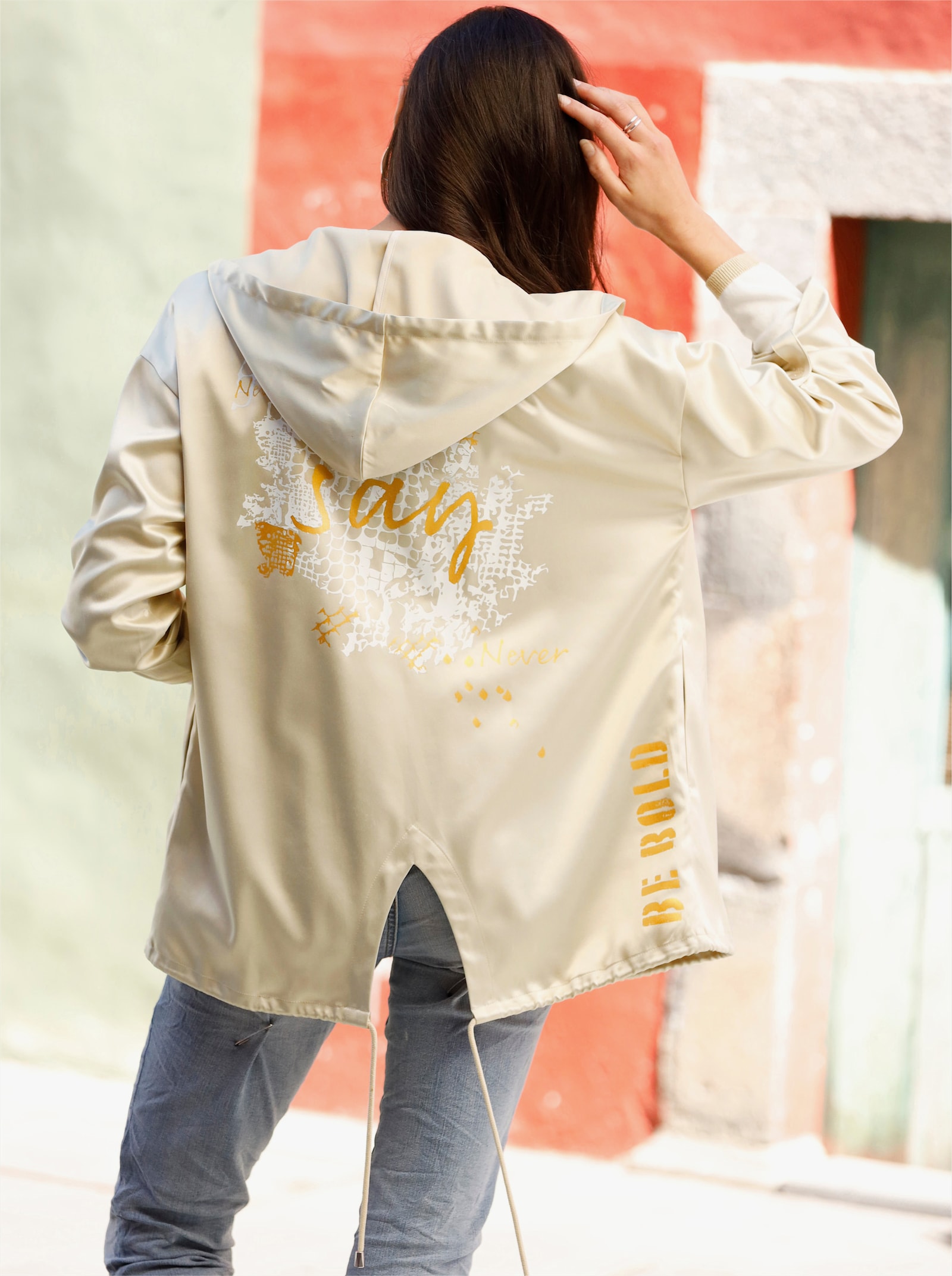 heine Blusenblazer mit Print und Lettering - sand