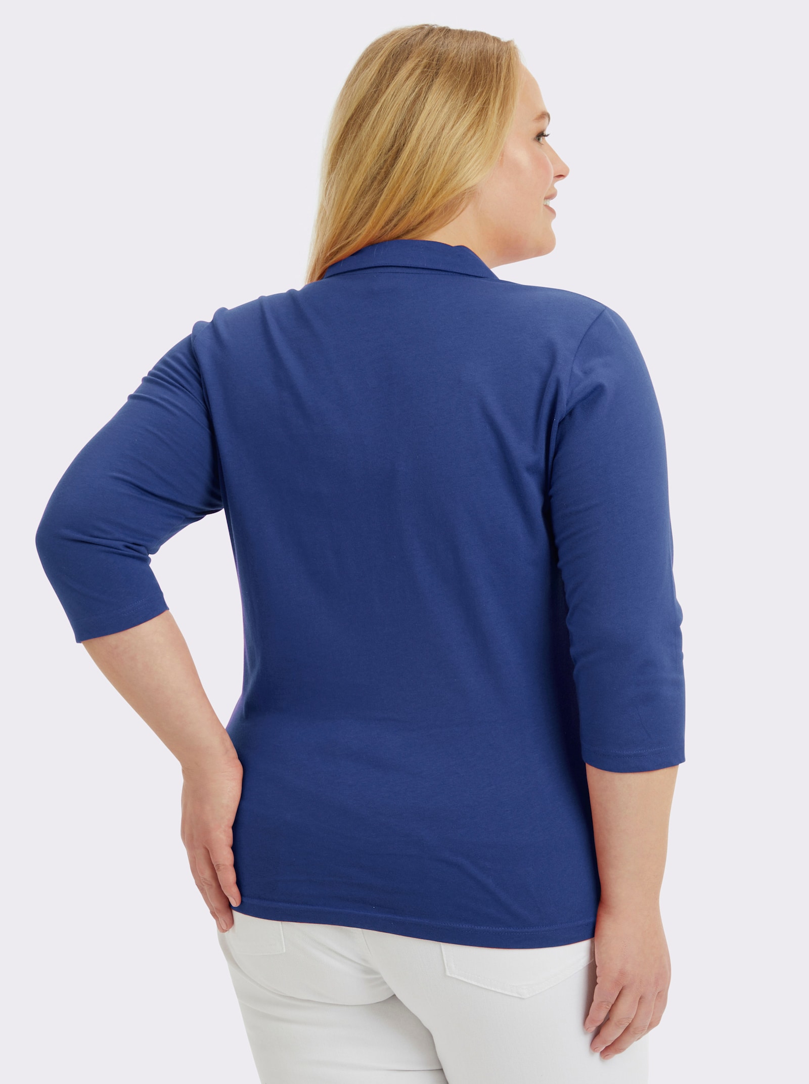 Poloshirt mit langer Knopfleiste - royalblau