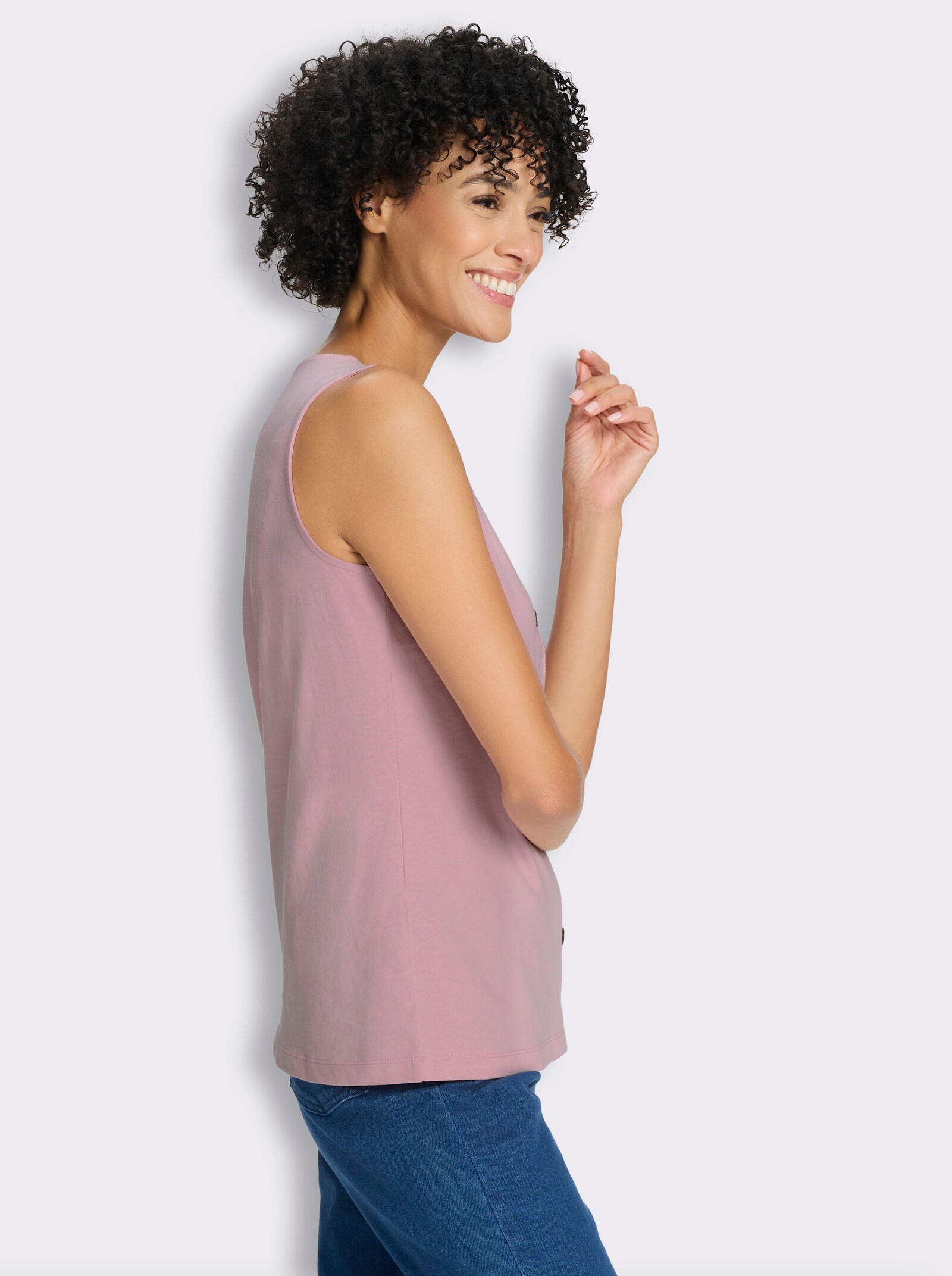 Shirttop mit imitierter Knopfleiste - rosé