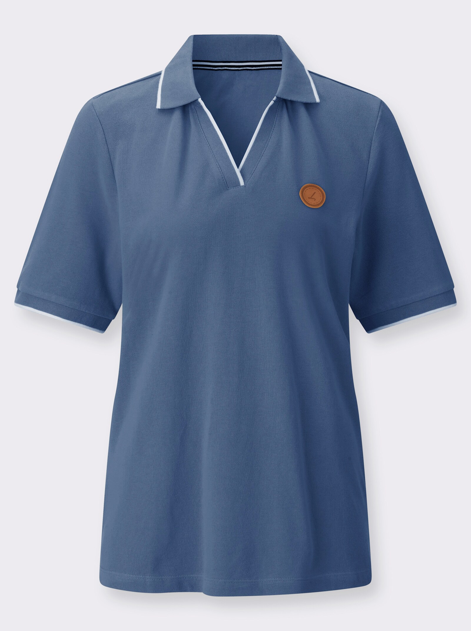 Poloshirt mit Kontrastdetails - jeansblau