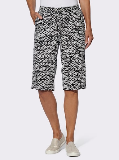 Bermudas mit regulierbarem Rundum-Dehnbund - weiß-schwarz-bedruckt