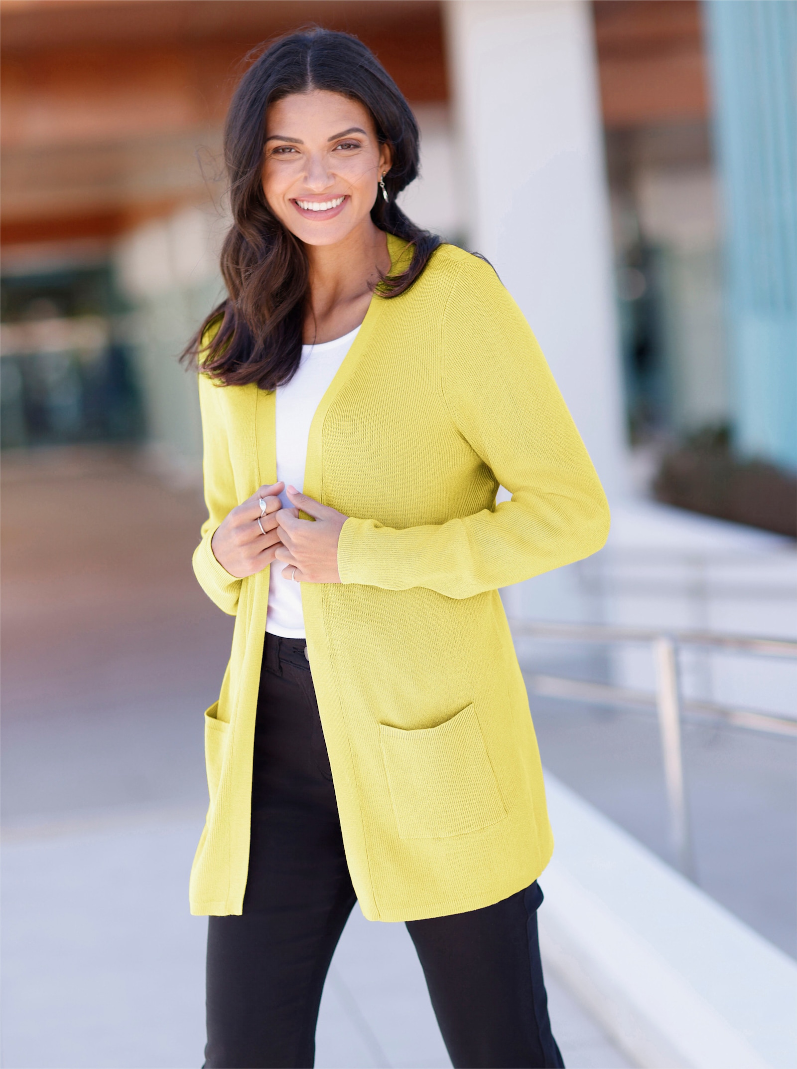 Lang vest van viscose - citroen