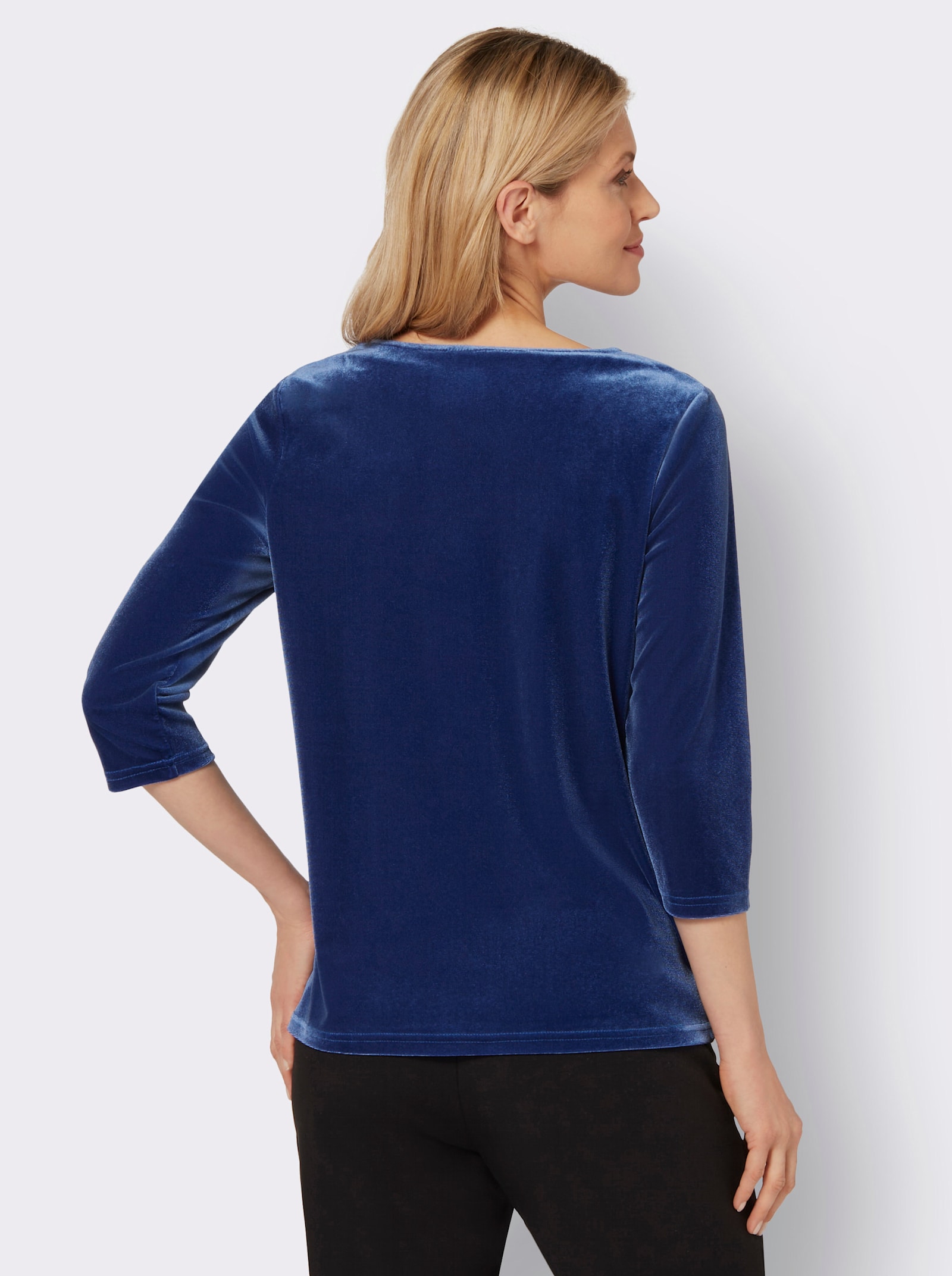 3/4-Arm-Shirt aus Samt - royalblau