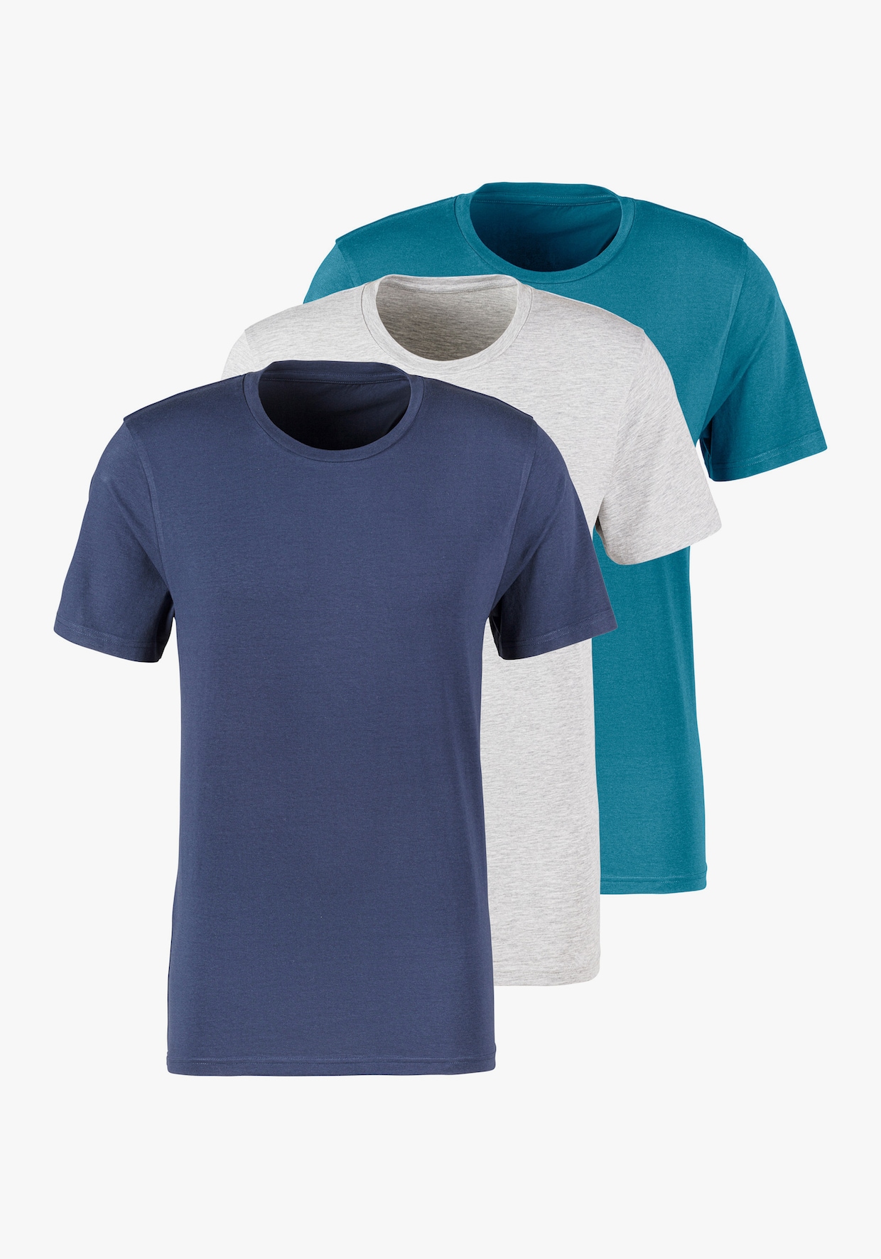 Bruno Banani T-Shirt - navy, grau-meliert, petrol