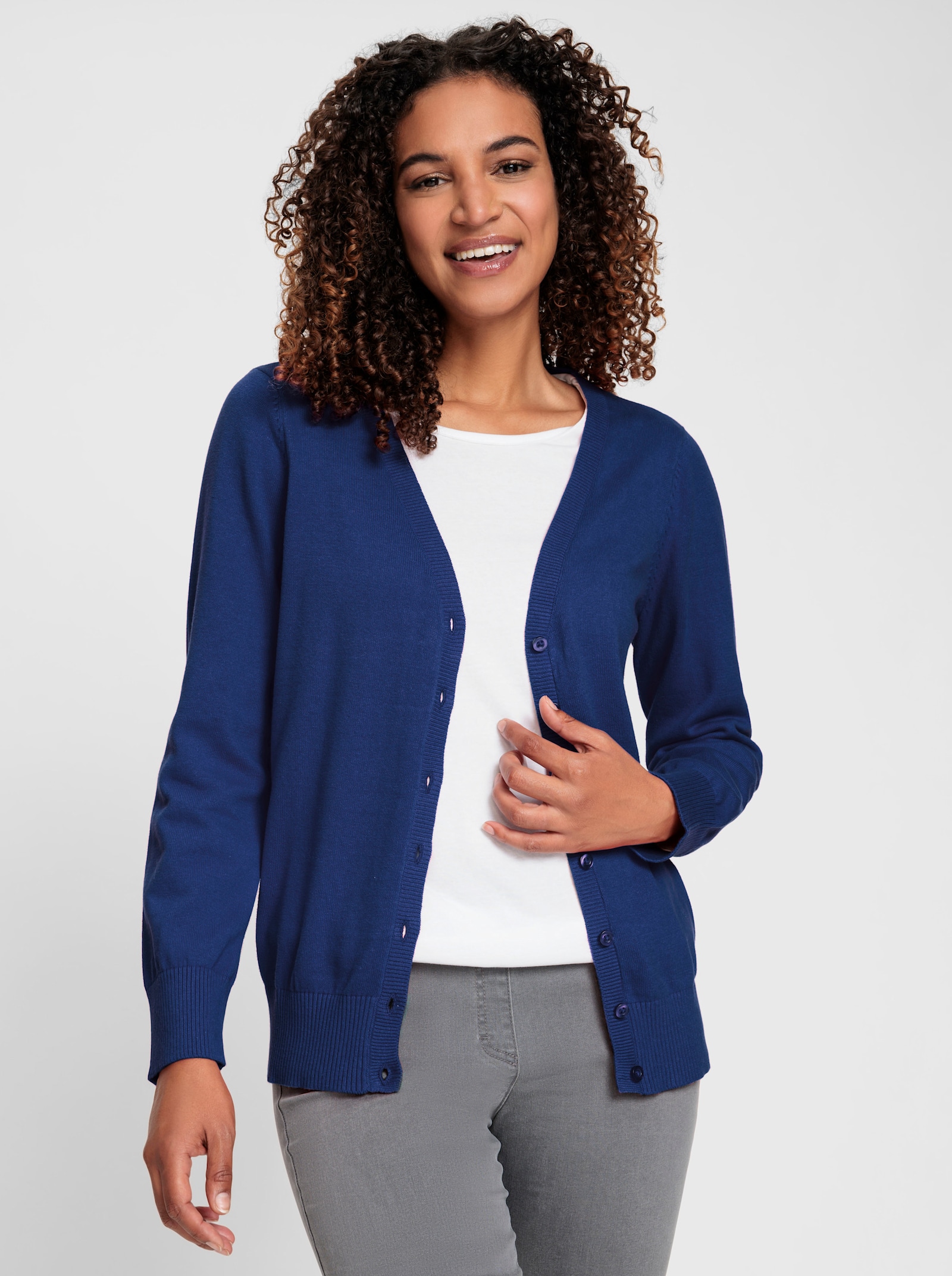 Strickjacke mit V-Ausschnitt - royalblau