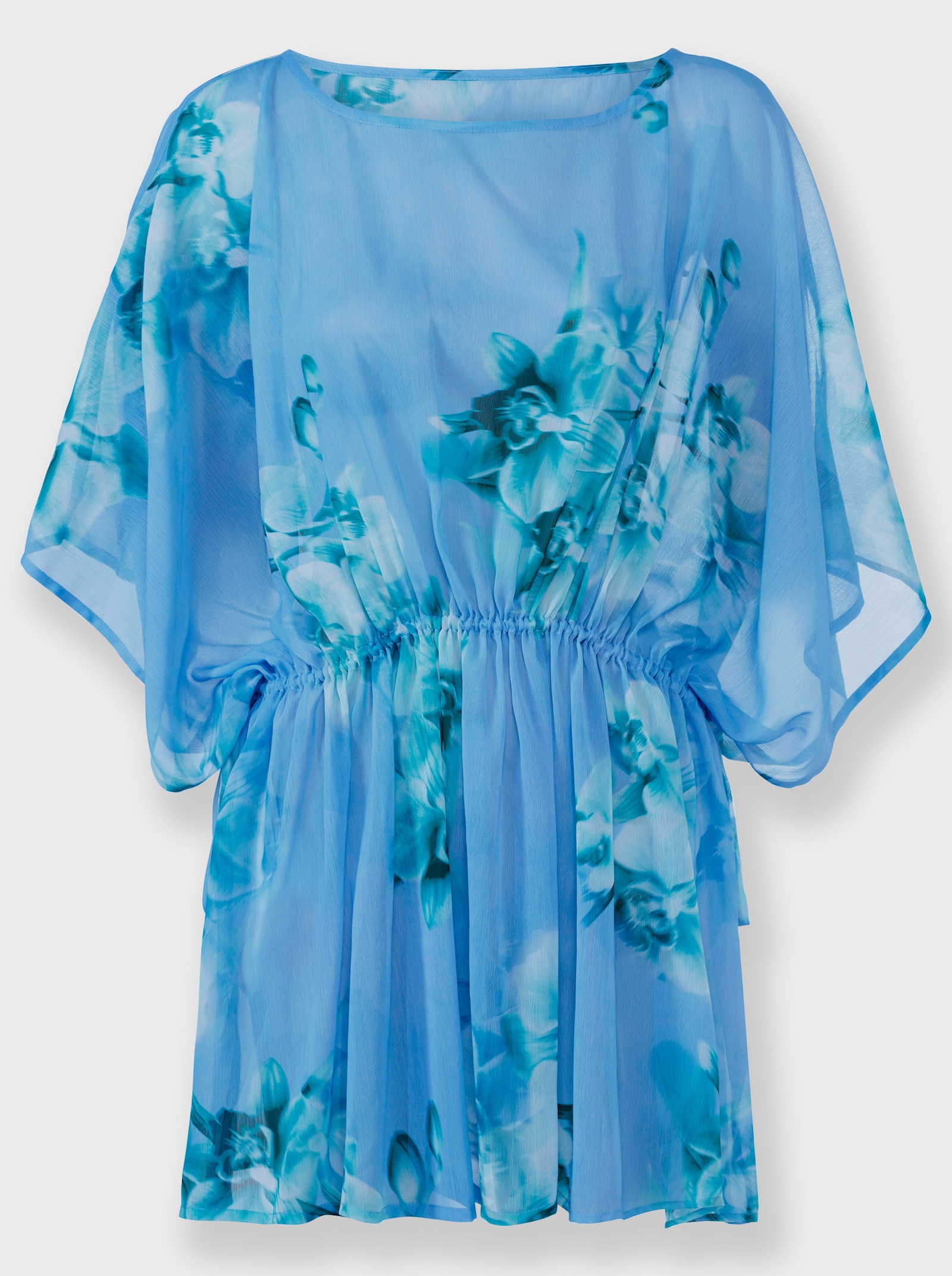 heine Tunika mit weitenregulierbarer Taille - himmelblau-blaugrün-bedruckt
