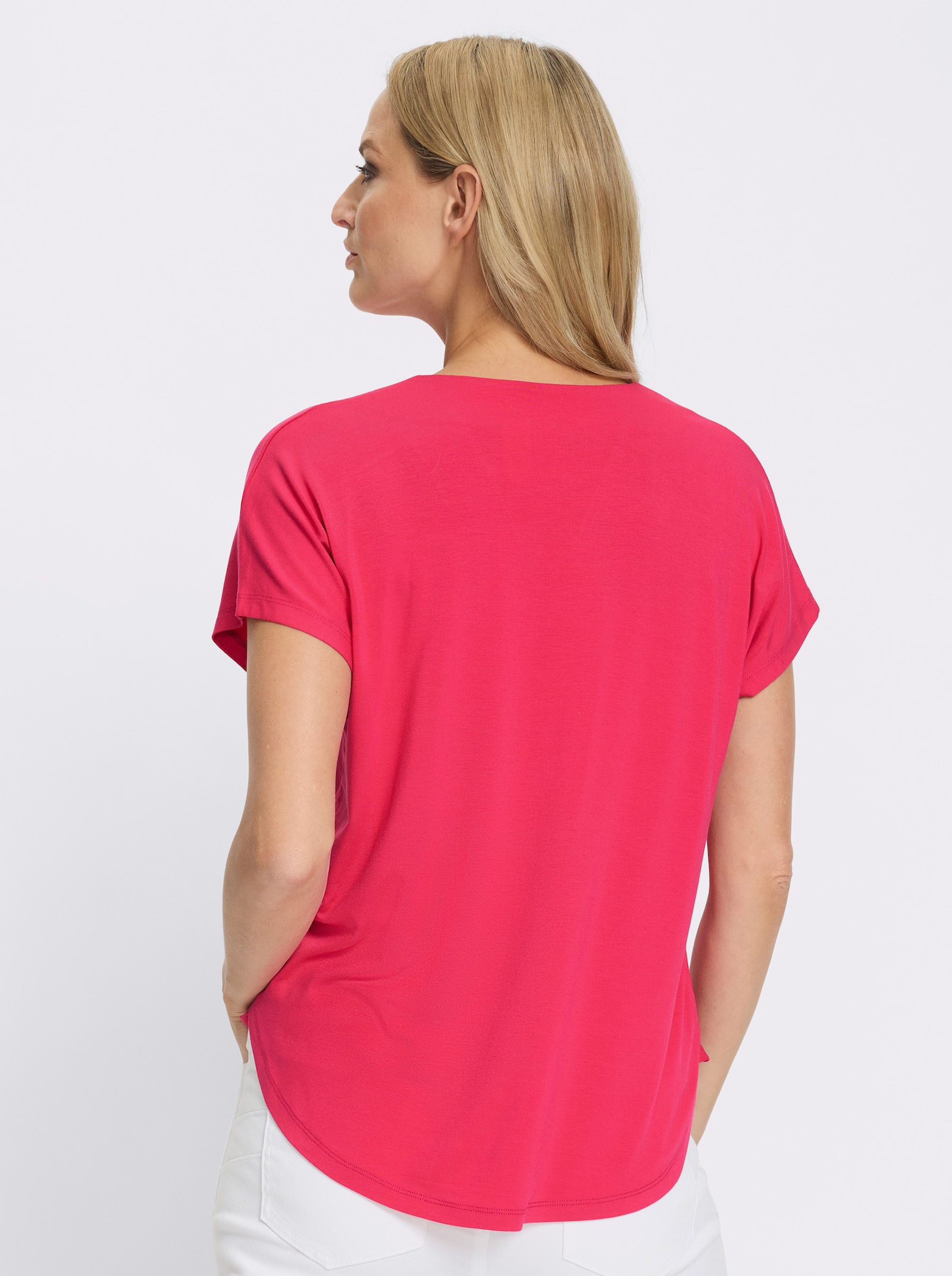 heine Kurzarmshirt mit V-Ausschnitt - pink