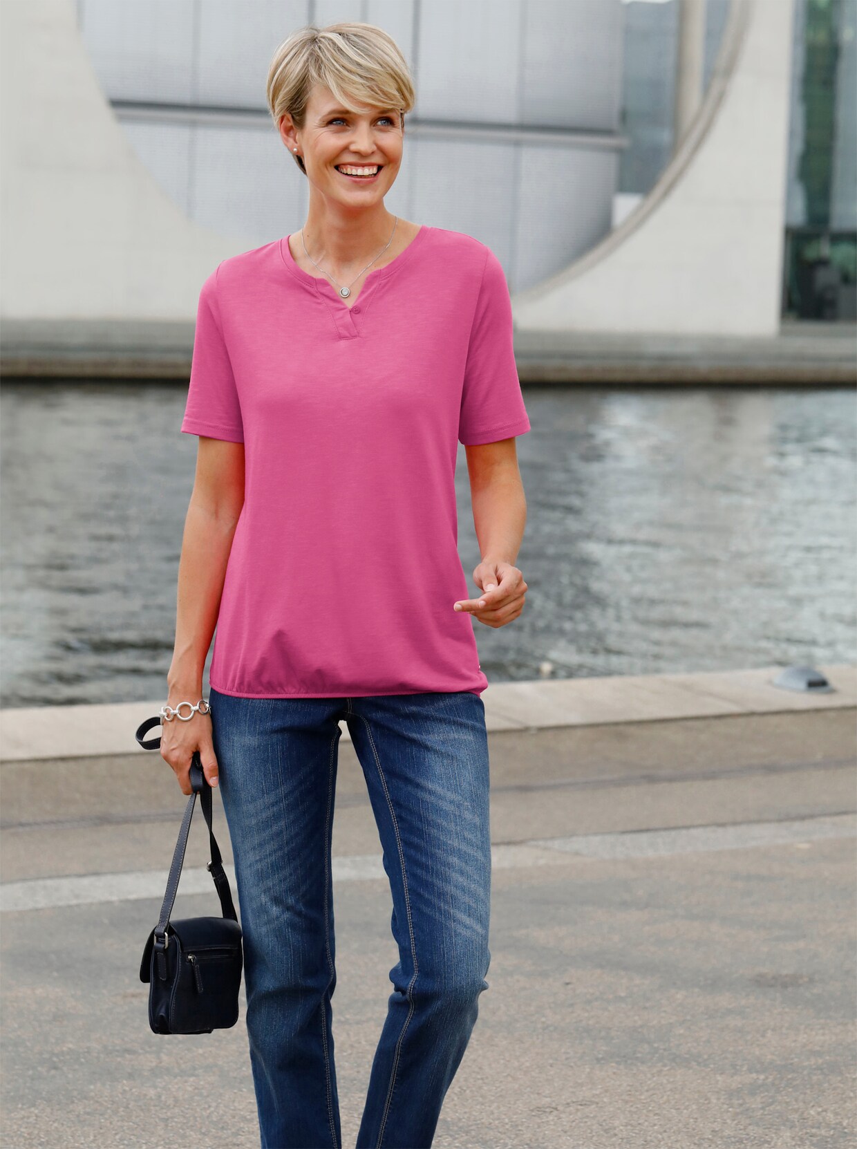 Rundhalsshirt - fuchsia