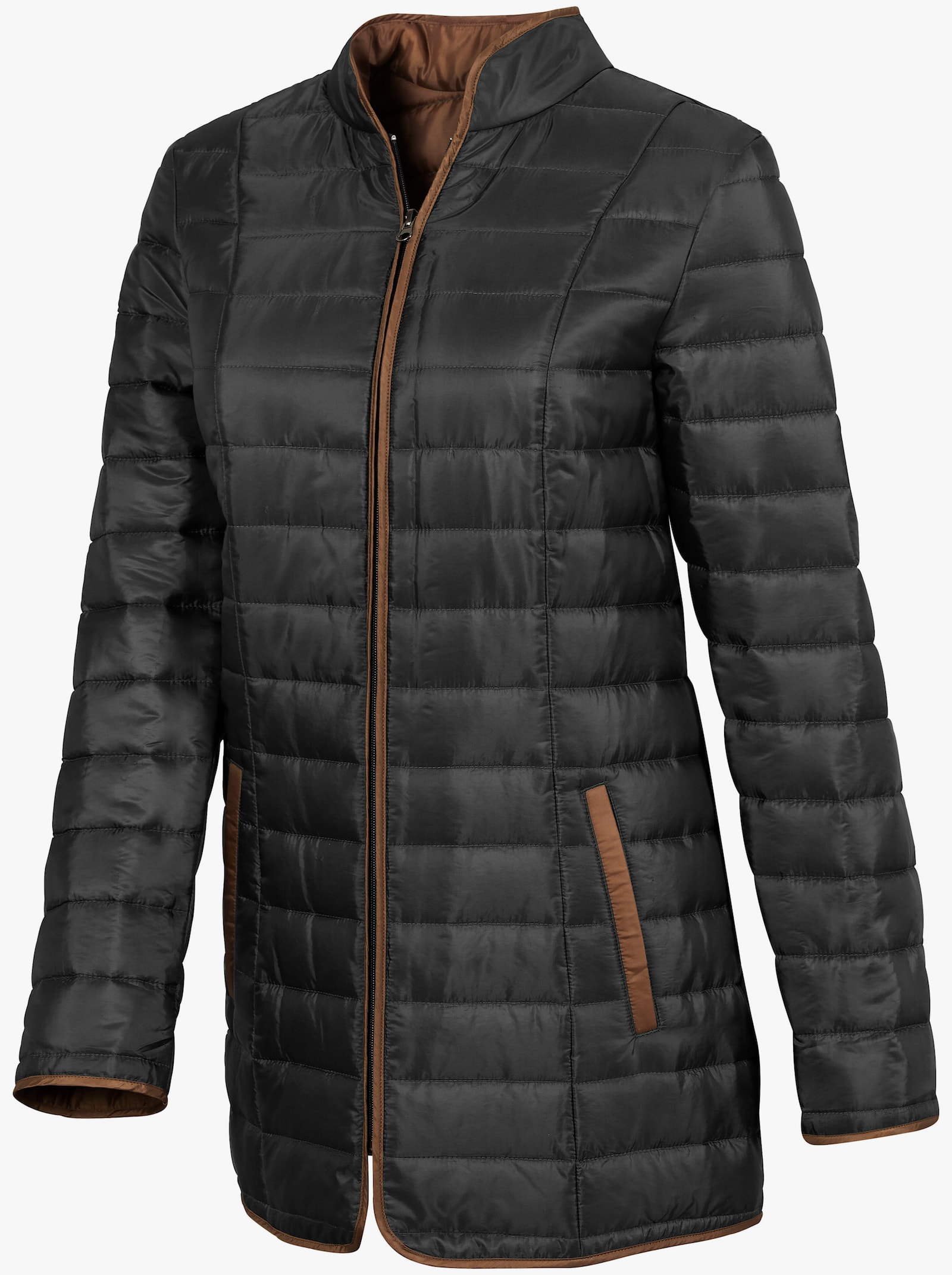 Prošívaná bunda s kontrastní podšívkou - černá