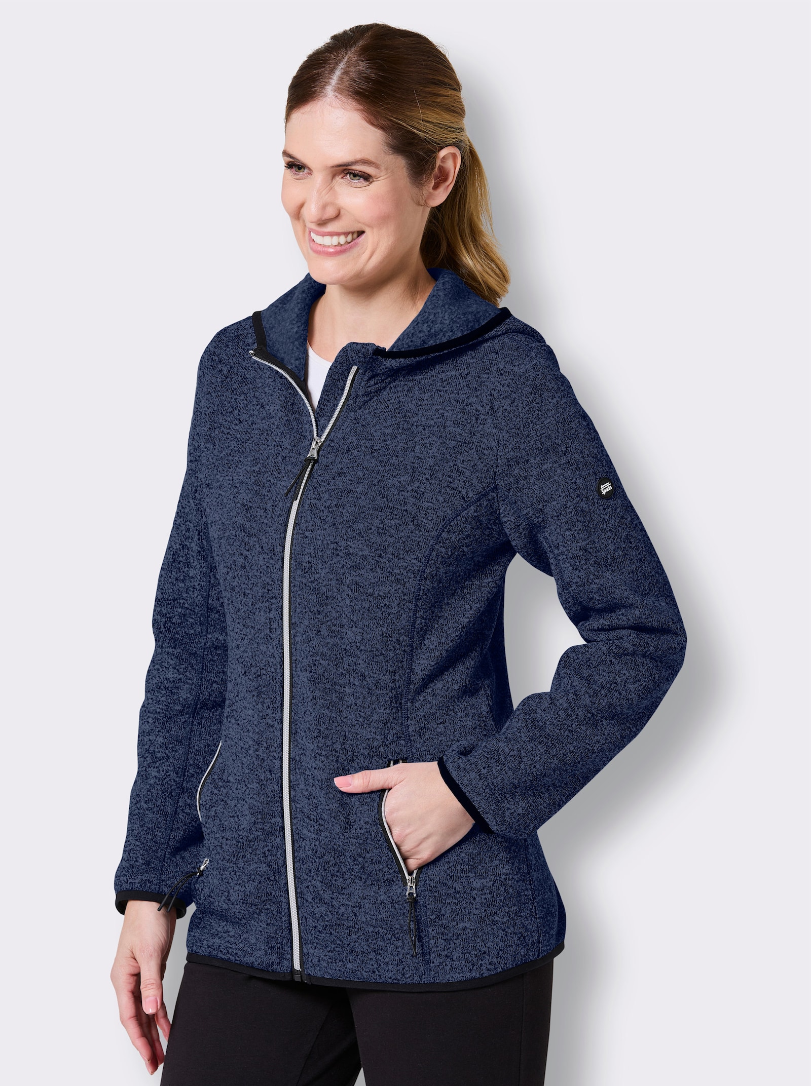 Catamaran Sports Strickfleecejacke mit Kapuze - marine-meliert