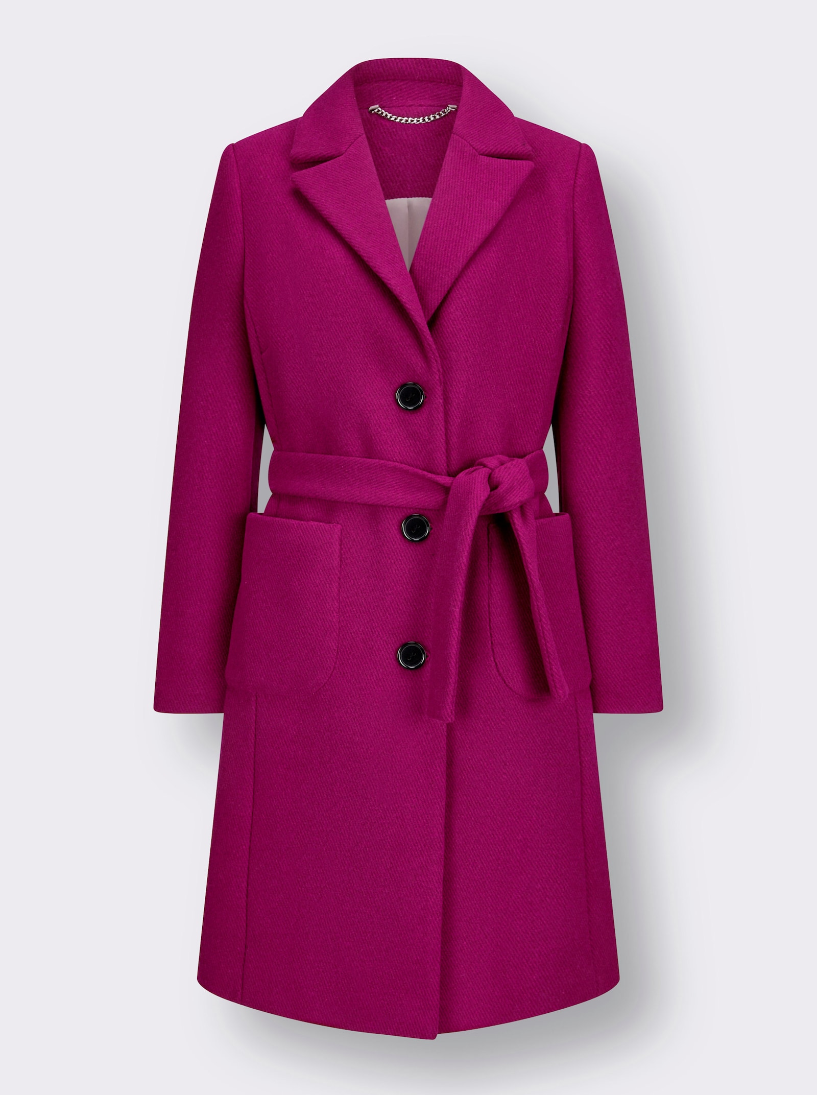 Wollmantel mit flachen Schulterpolstern - magenta
