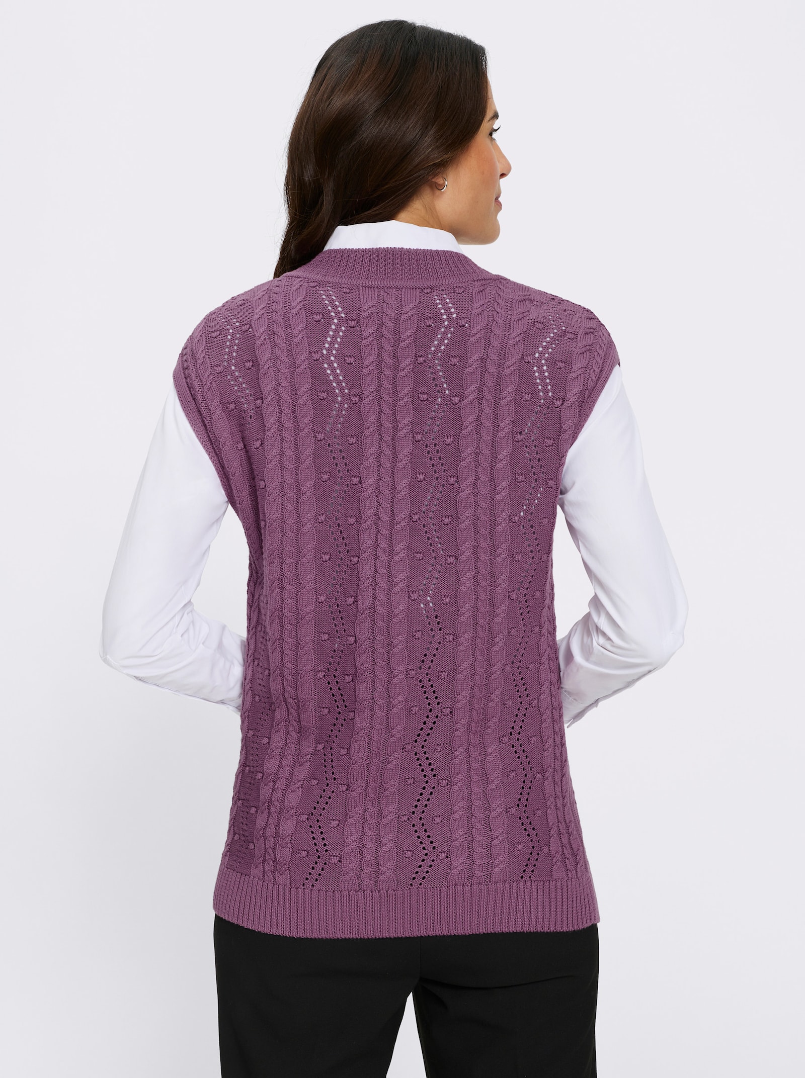 Pullunder mit Strickmuster-Mix - violett