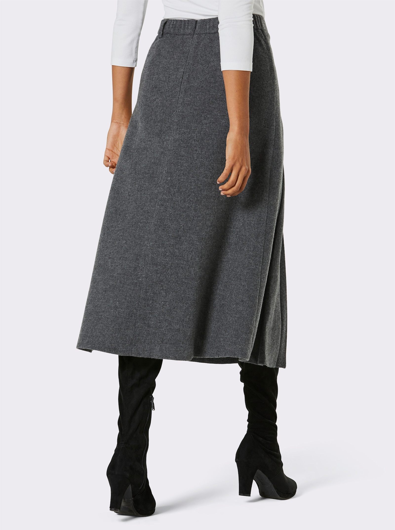 CREATION L PREMIUM A-Linien-Rock im wärmenden Material-Mix - anthrazit-meliert