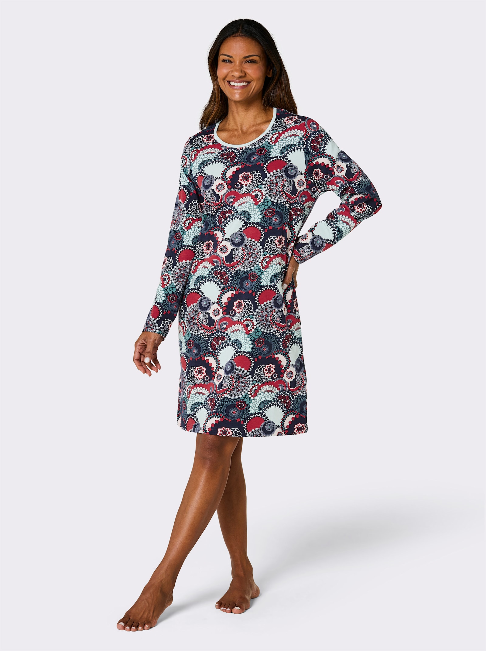 Comtessa Sleepshirt - marine-rot-bedruckt