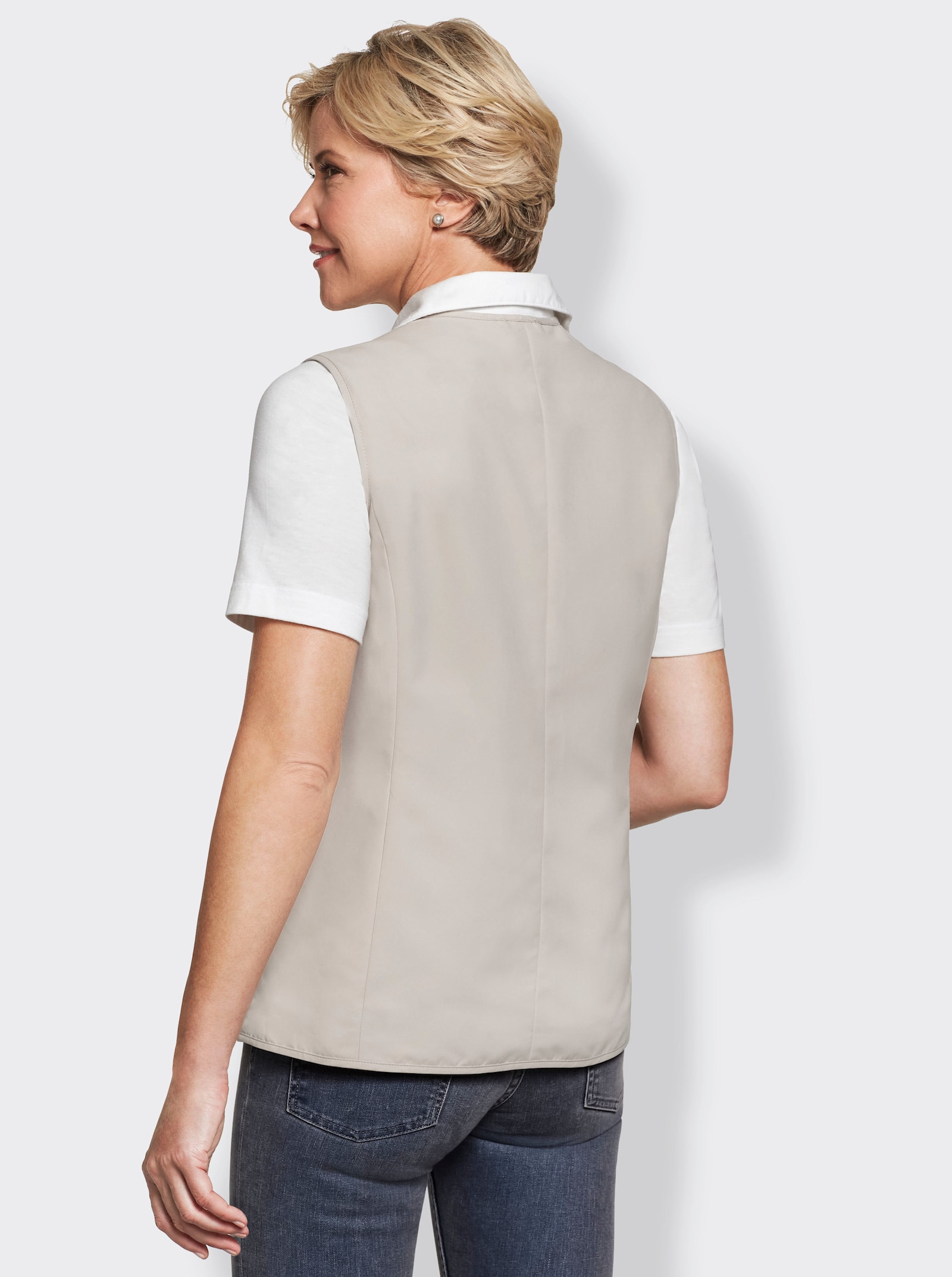 Weste in Microfaser-Qualität, goldfarbene Druckknöpfe - naturstein