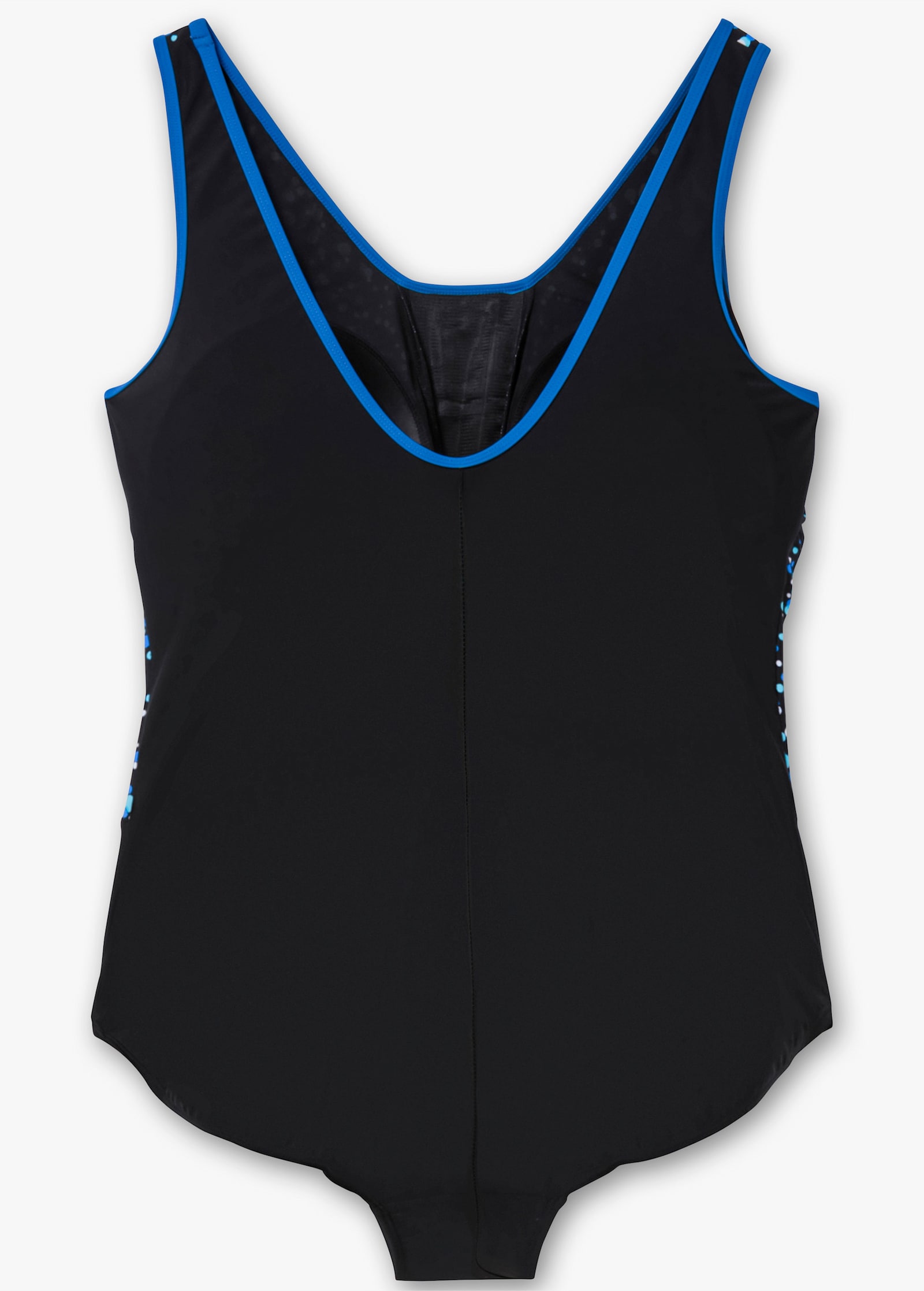 sheego Badeanzug mit Rückenausschnitt - schwarz-bedruckt